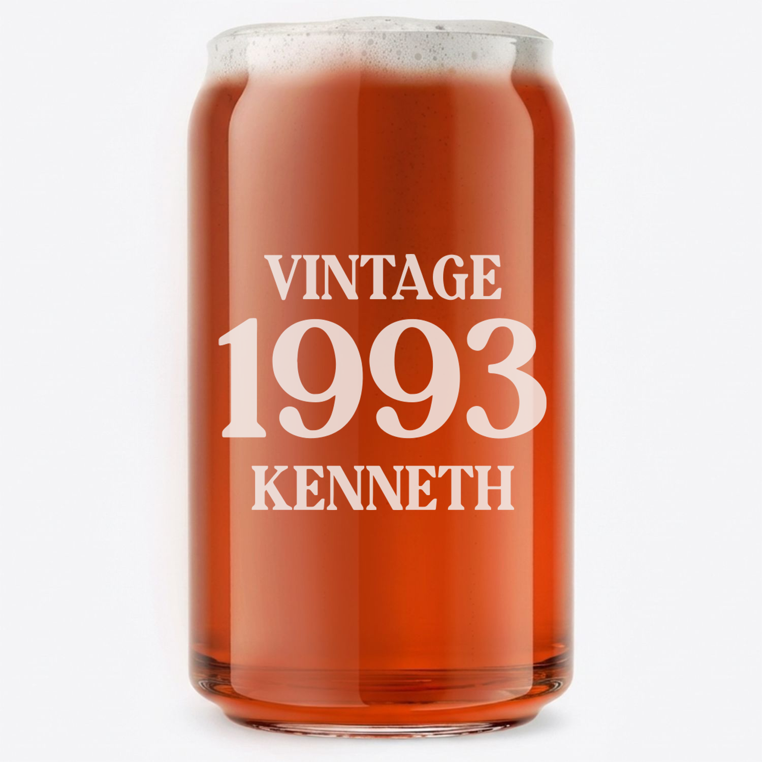 Personalized Birthday Themed Beer Can with Name Custom Engraved 16 oz Beer Can Glass