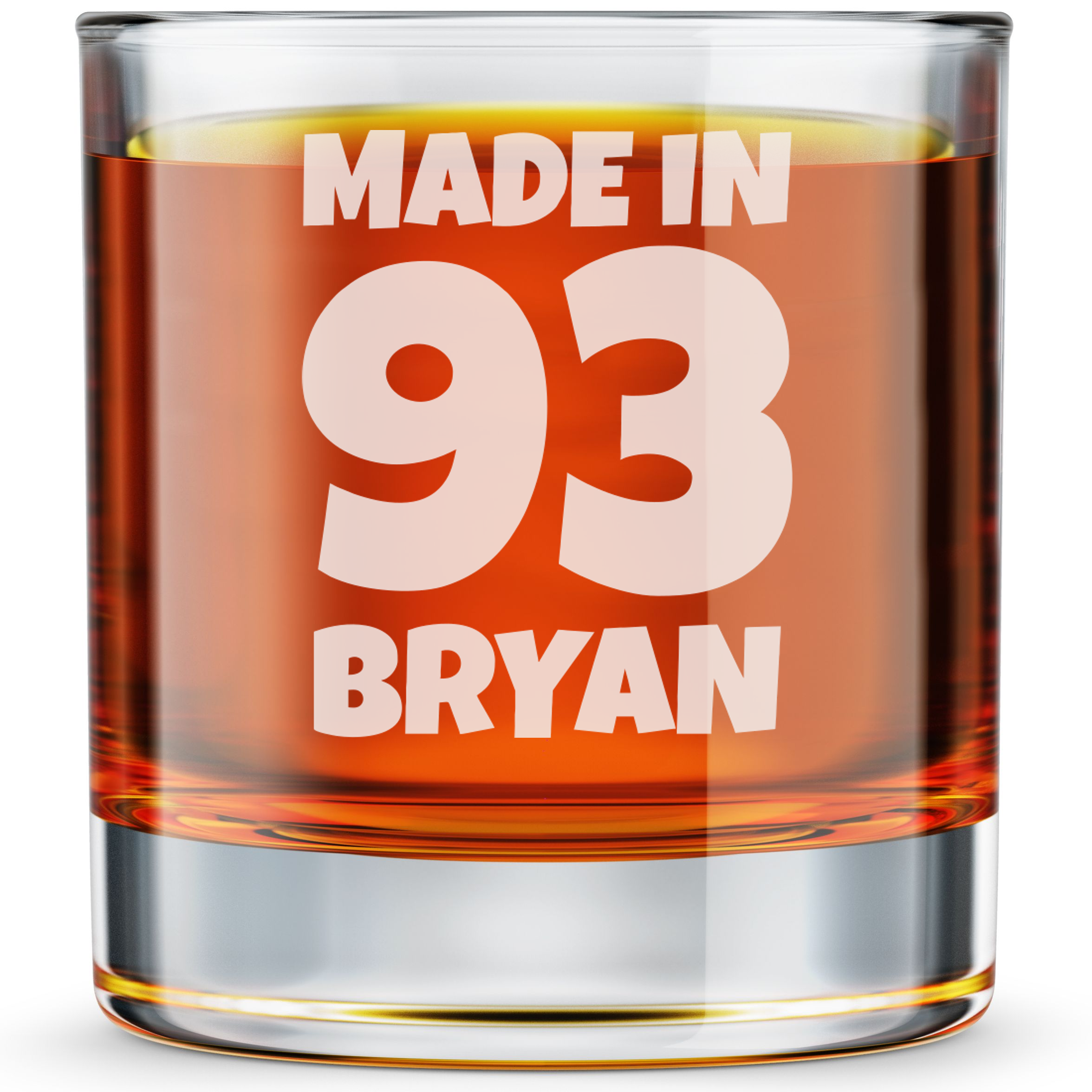 Personalized  Birthday Themed Whiskey Glass with Name Custom Engraved Old Fashioned Glass 11 oz
