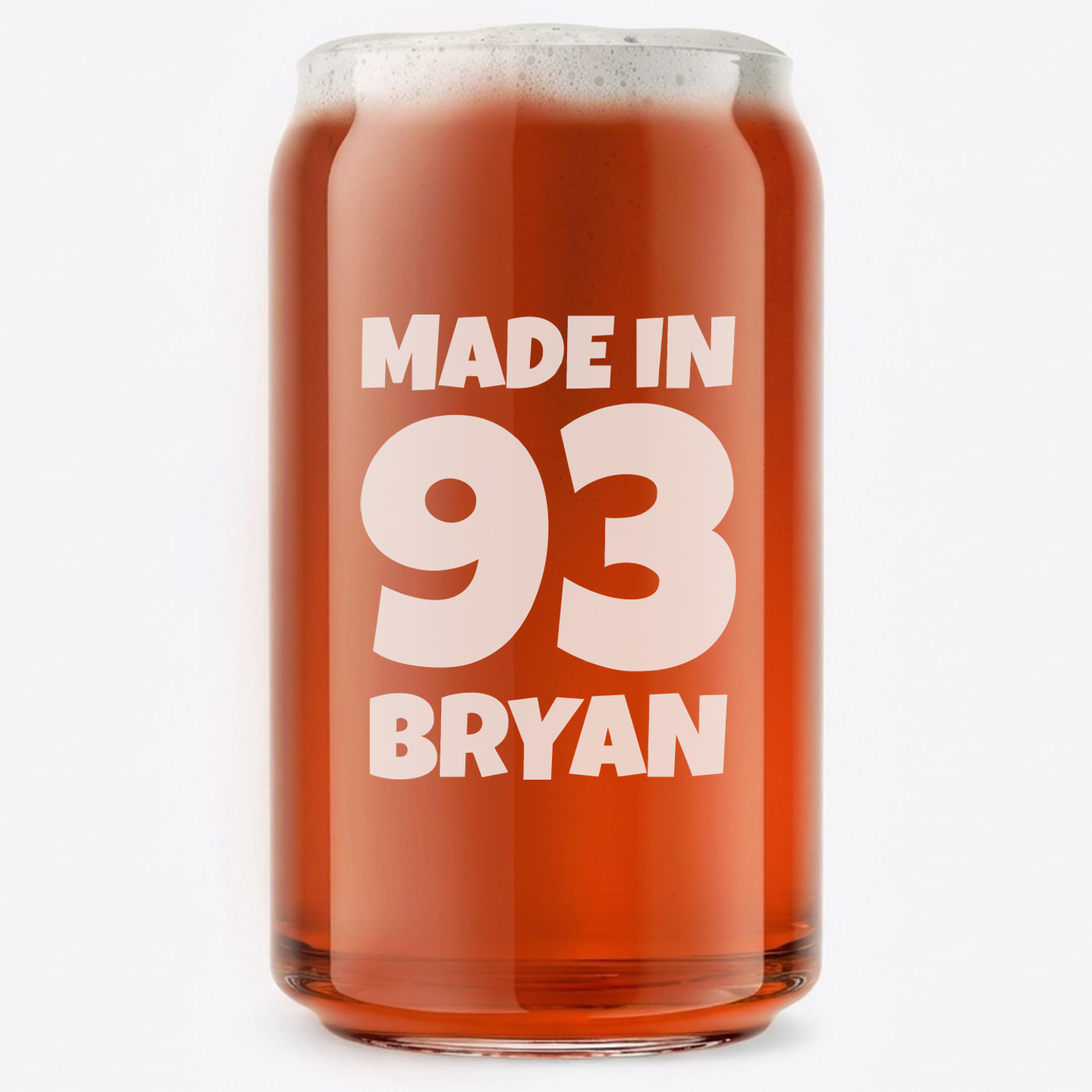 Personalized Birthday Themed Beer Can with Name Custom Engraved 16 oz Beer Can Glass