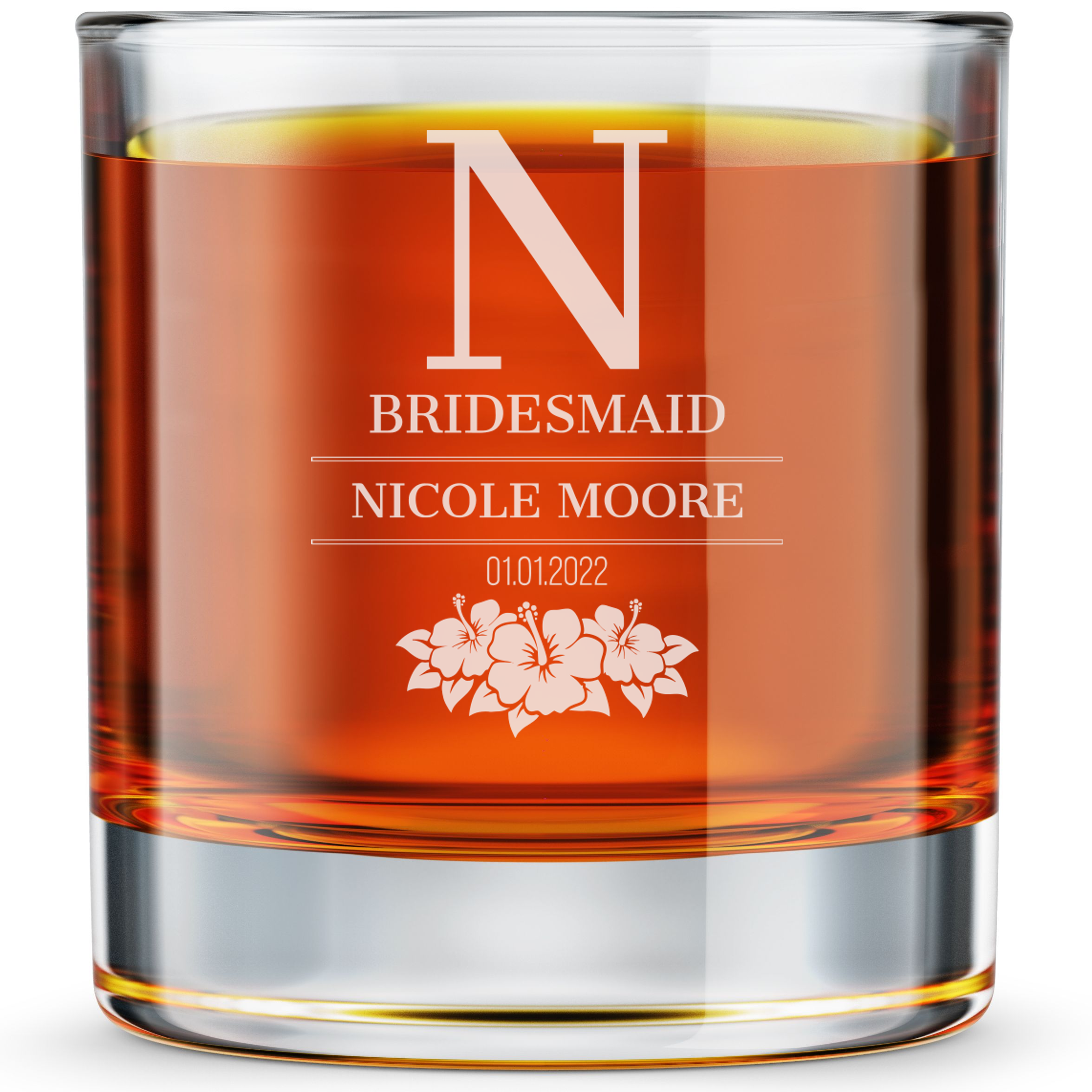 Personalized Bridesmaid Themed Whiskey Glass Custom Engraved Old Fashioned Glass 11 oz
