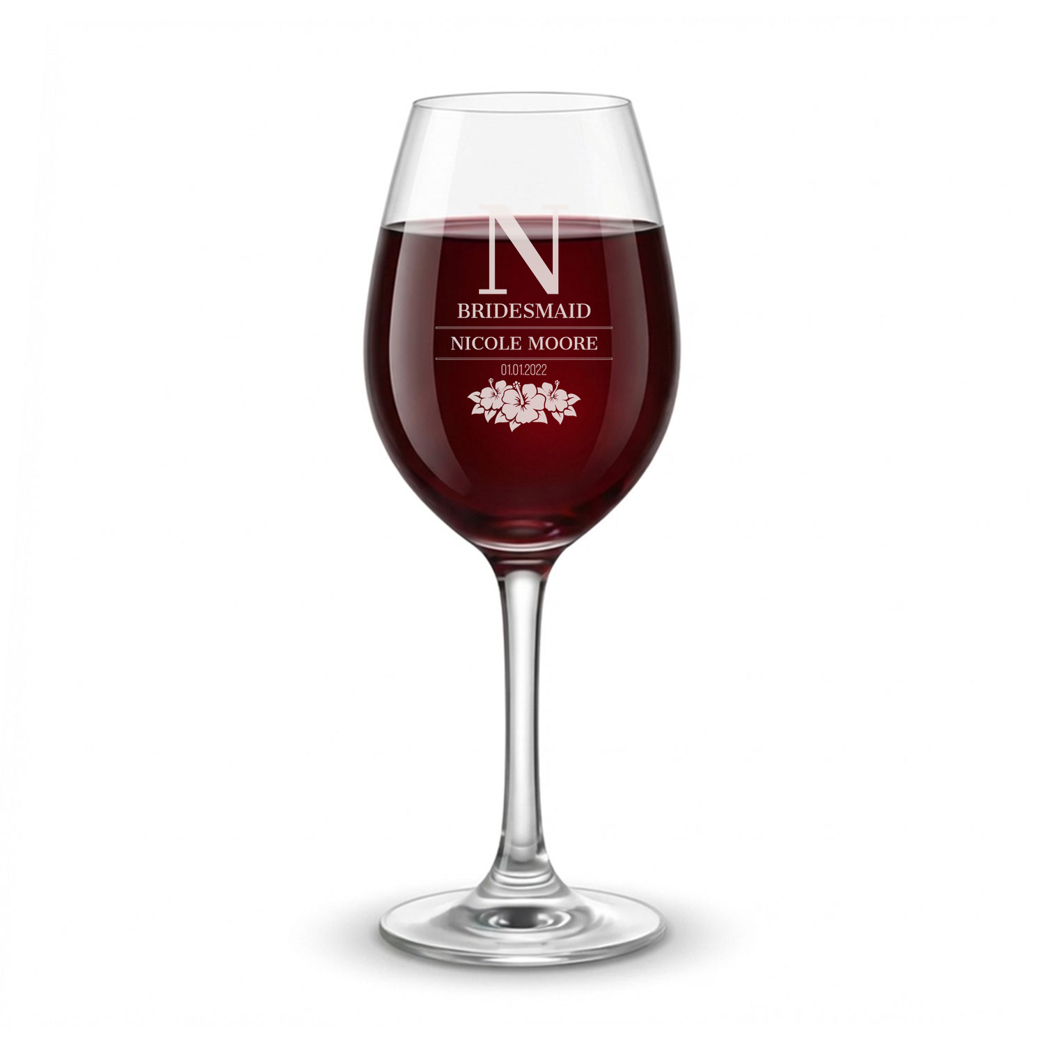 Personalized Bridesmaid Themed Wine Glass Custom Engraved 13 oz Wine Glass
