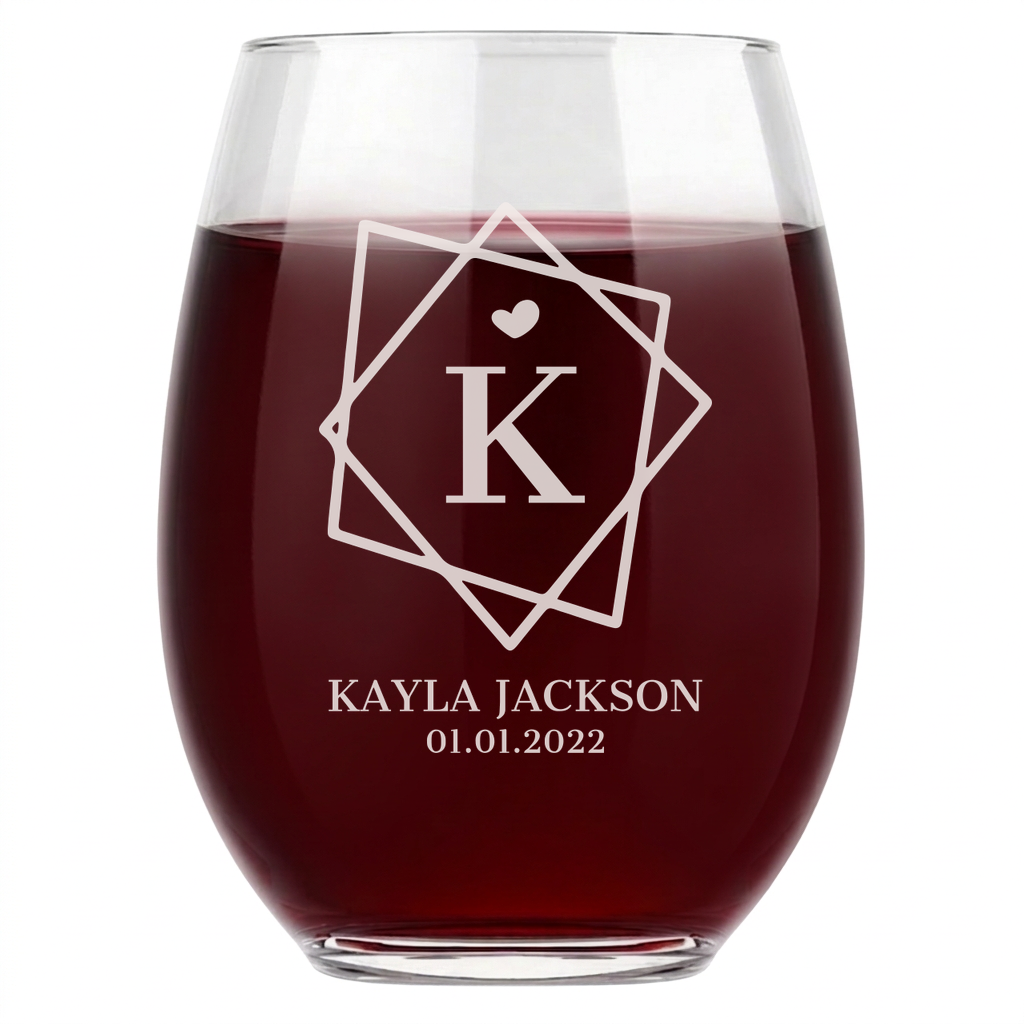 Personalized Bridesmaid Themed Wine Glass Custom Engraved 15 oz Stemless Wine Glass