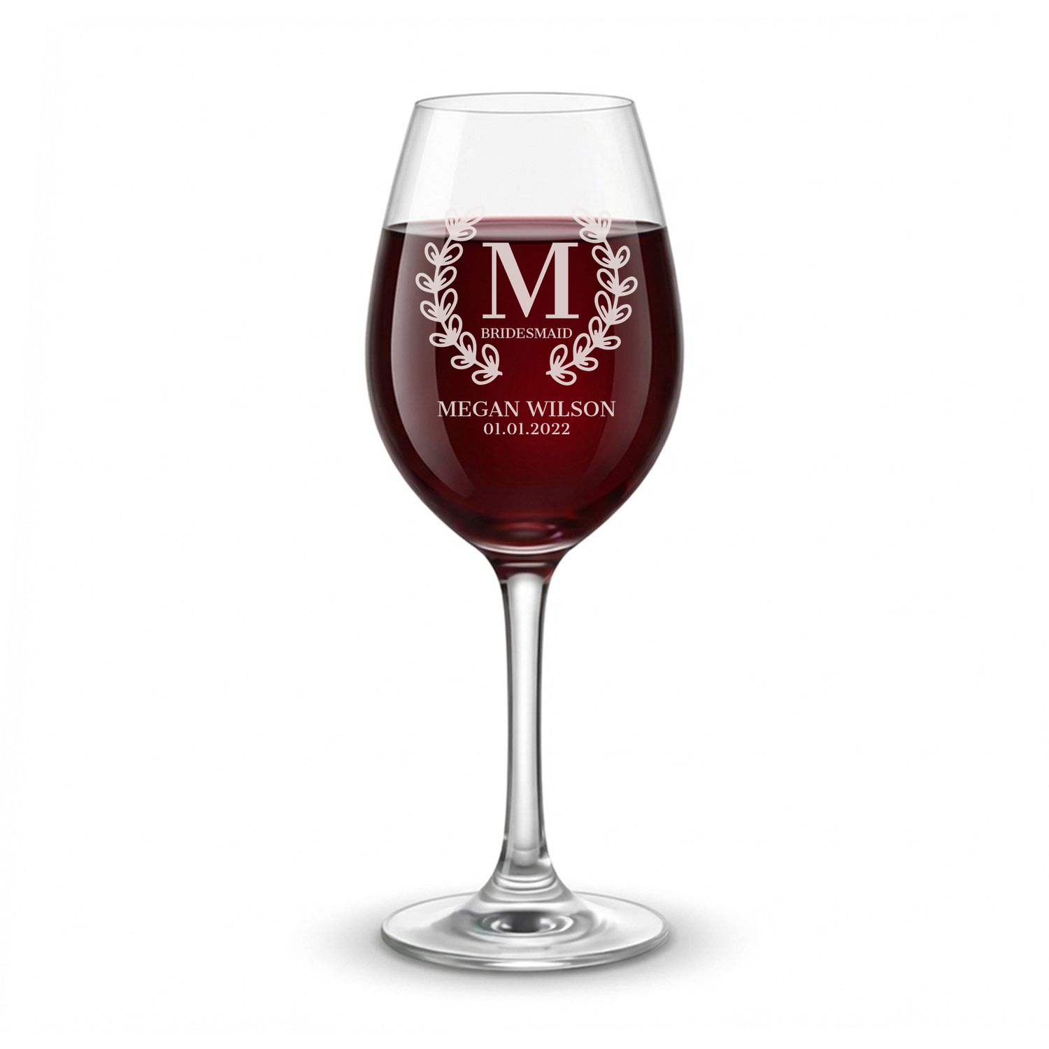 Personalized Bridesmaid Themed Wine Glass Custom Engraved 13 oz Wine Glass