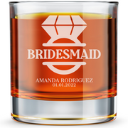 Personalized  Whiskey Glass for Bridesmaid Custom Engraved Old Fashioned Glass 11 oz