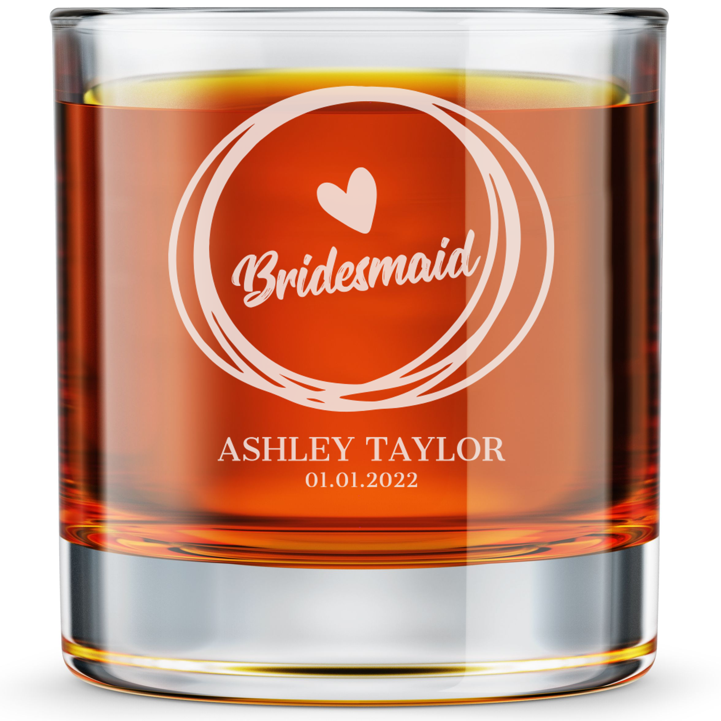 Personalized  Whiskey Glass for Bridesmaid Custom Engraved Old Fashioned Glass 11 oz