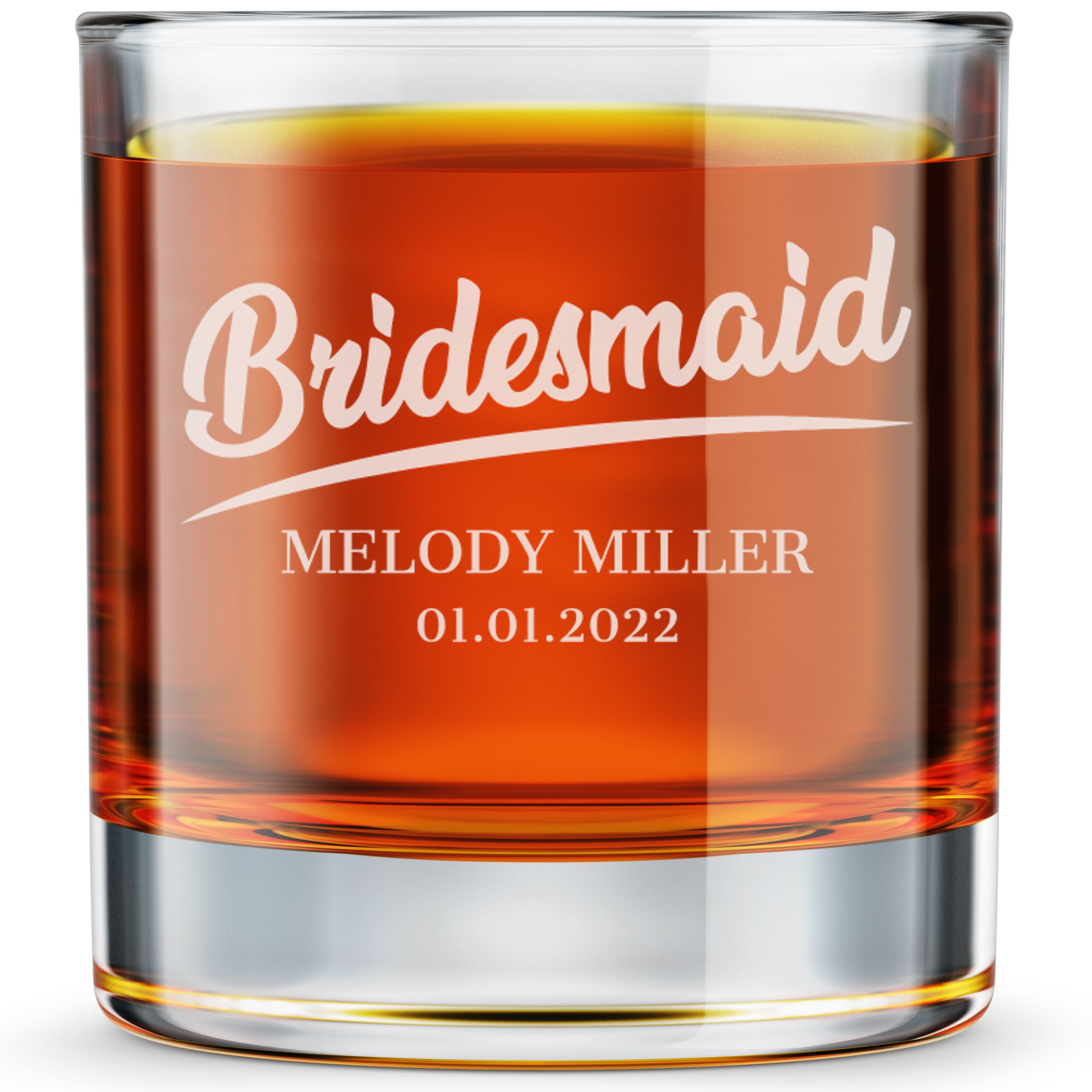 Personalized  Whiskey Glass for Bridesmaid Custom Engraved Old Fashioned Glass 11 oz