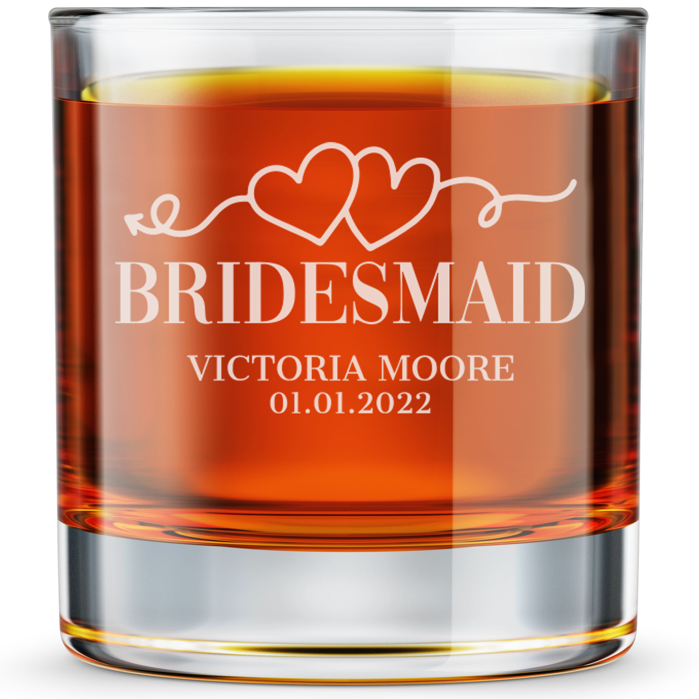 Personalized  Whiskey Glass for Bridesmaid Custom Engraved Old Fashioned Glass 11 oz