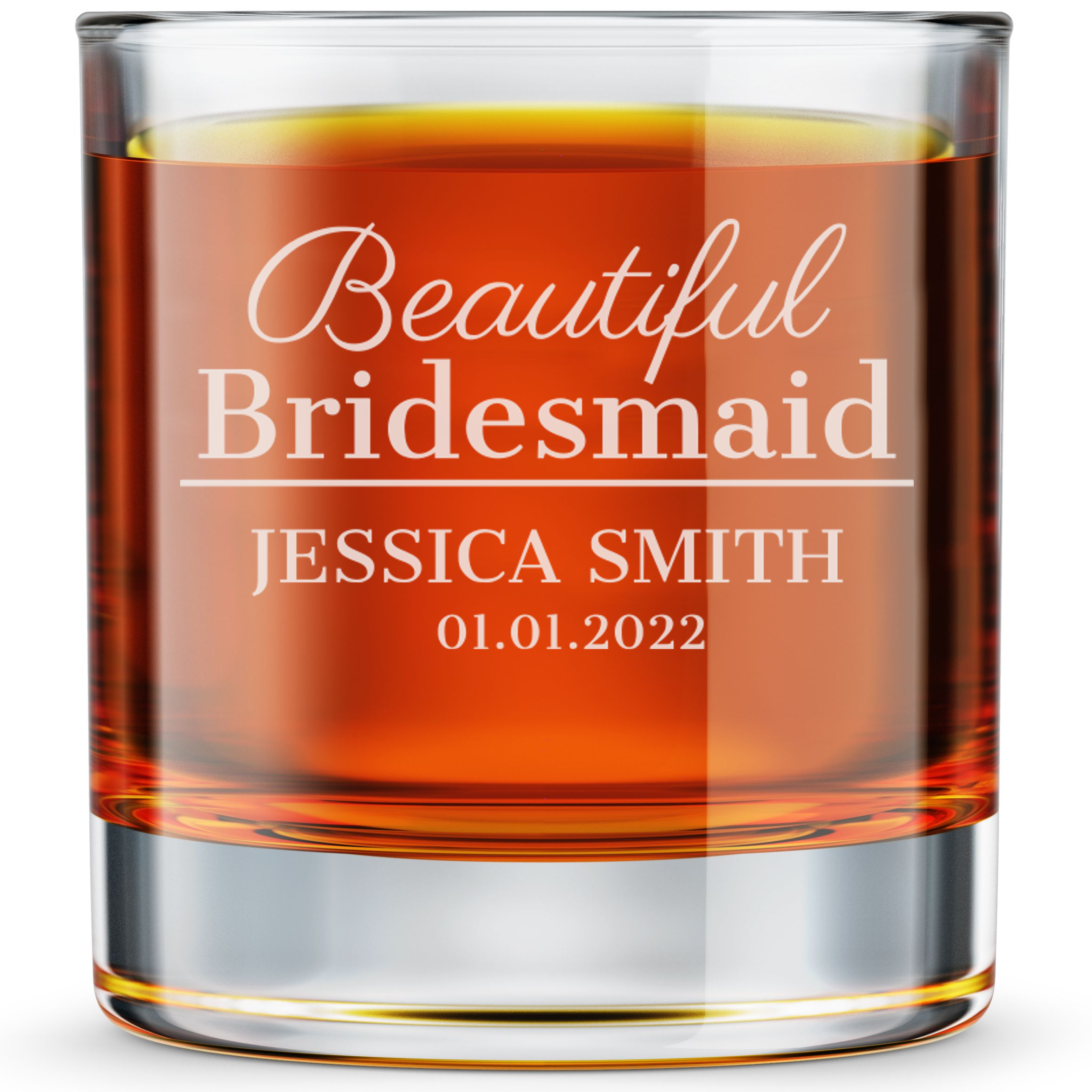 Personalized  Whiskey Glass for Bridesmaid Custom Engraved Old Fashioned Glass 11 oz