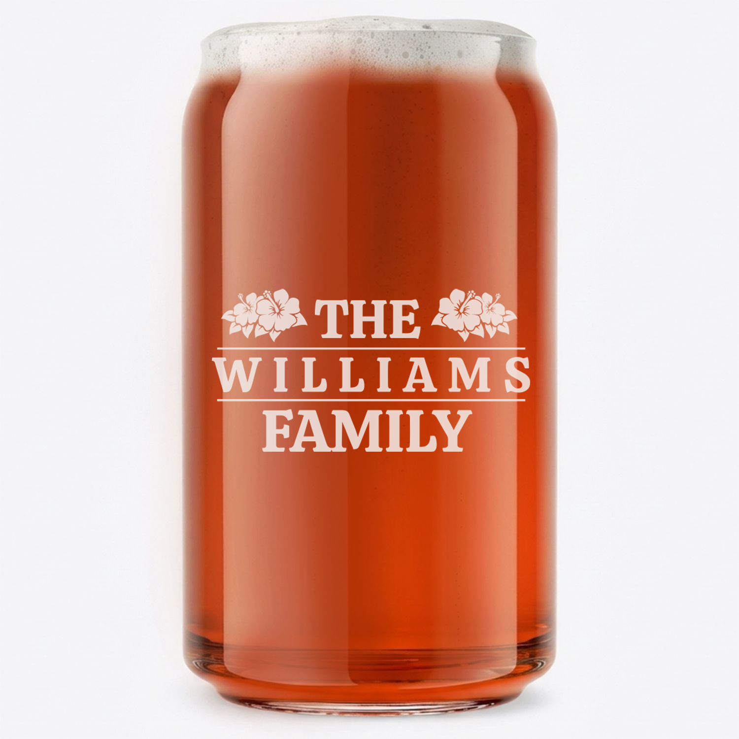 Personalized Beer Can with Surname Custom Engraved 16 oz Beer Can Glass