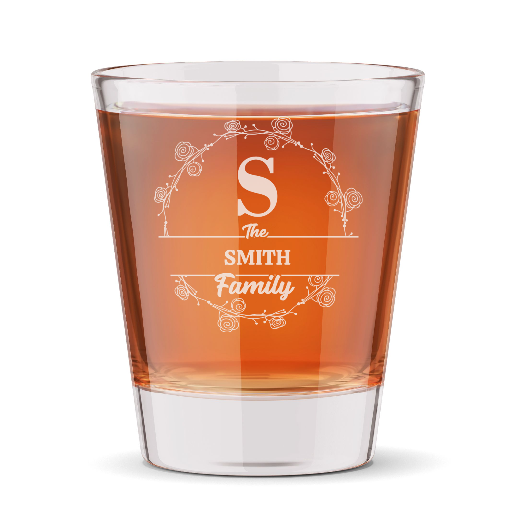 Personalized Shot Glass with Family Name Custom Engraved 1.5 oz Shot Glass