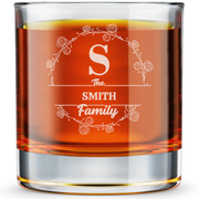 Personalized  Initial Monogram Whiskey Glass Custom Engraved Old Fashioned Glass 11 oz