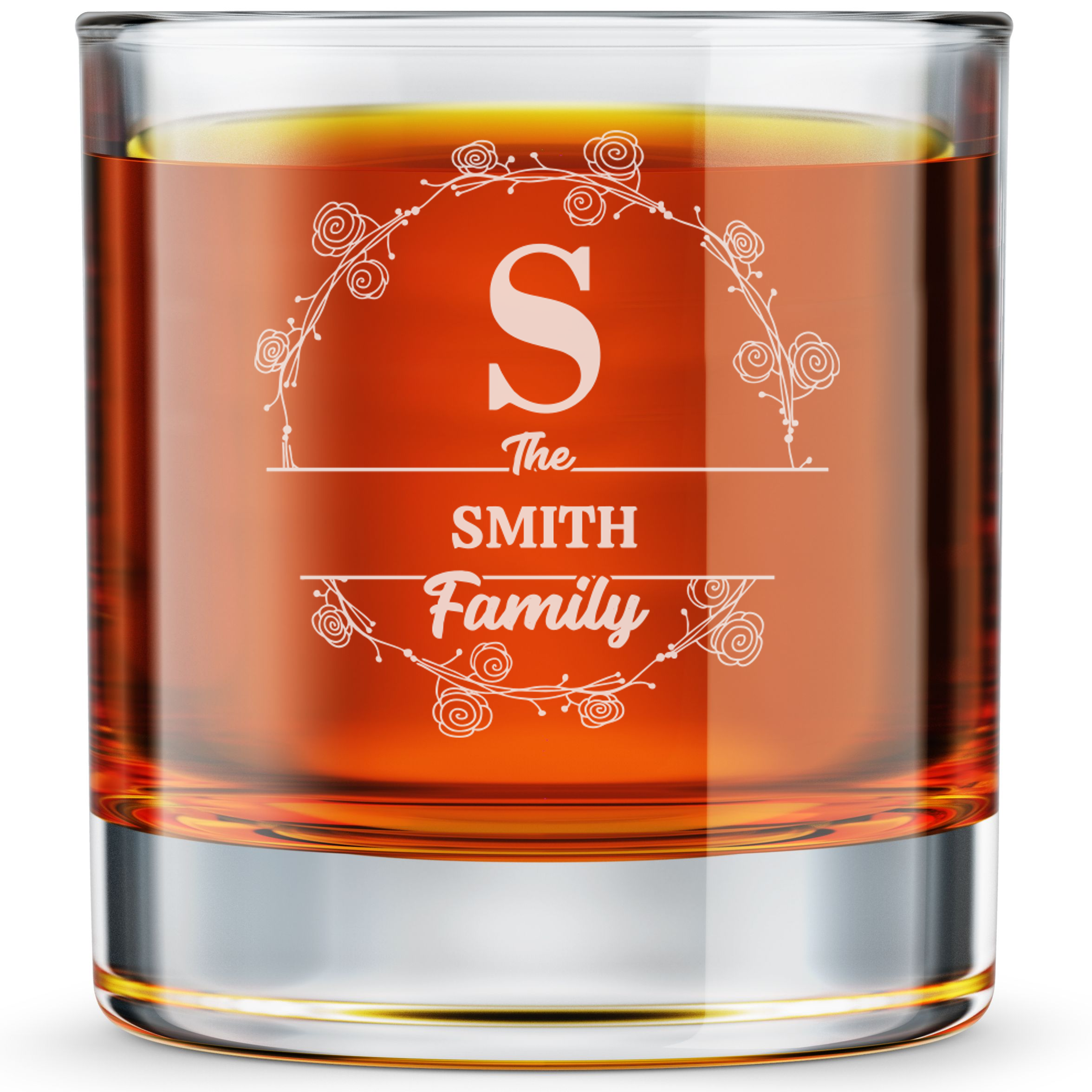 Personalized  Initial Monogram Whiskey Glass Custom Engraved Old Fashioned Glass 11 oz