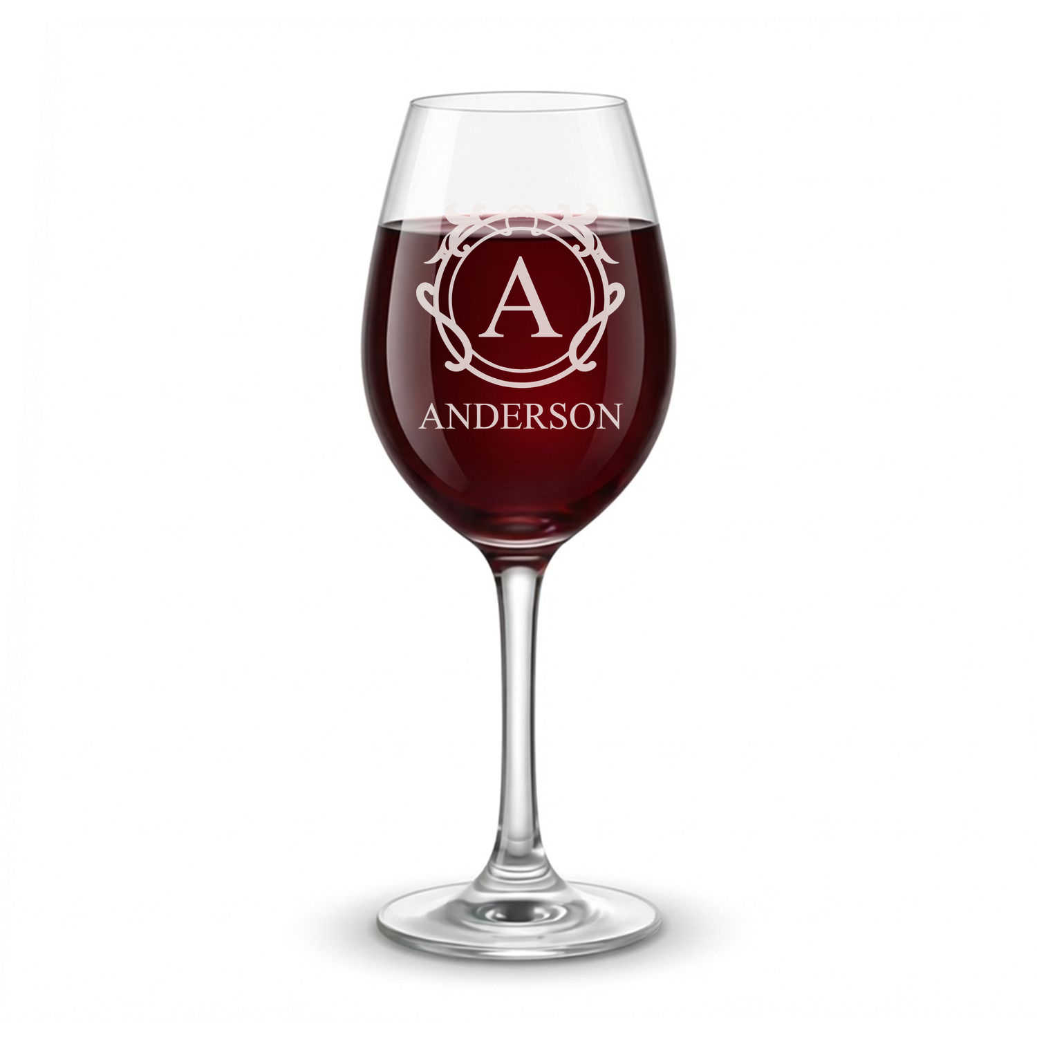 Personalized Wine Glass with Family Name Custom Engraved 13 oz Wine Glass