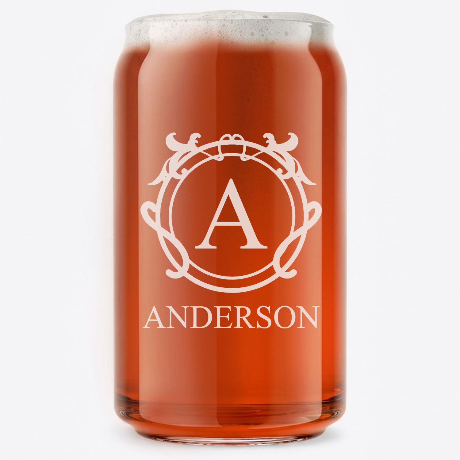 Personalized Beer Can with Family Name Custom Engraved 16 oz Beer Can Glass