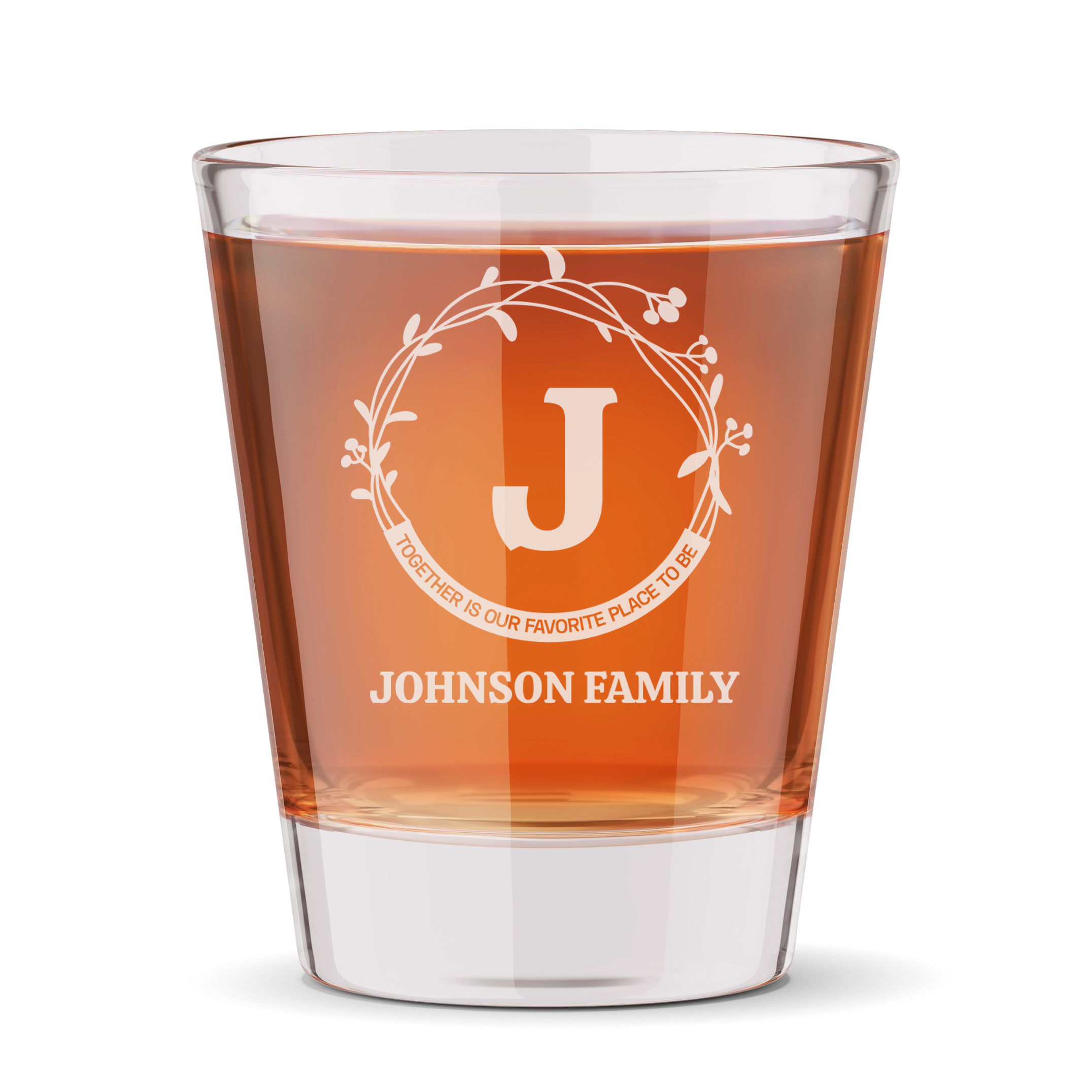 Personalized Shot Glass with Family Name Custom Engraved 1.5 oz Shot Glass
