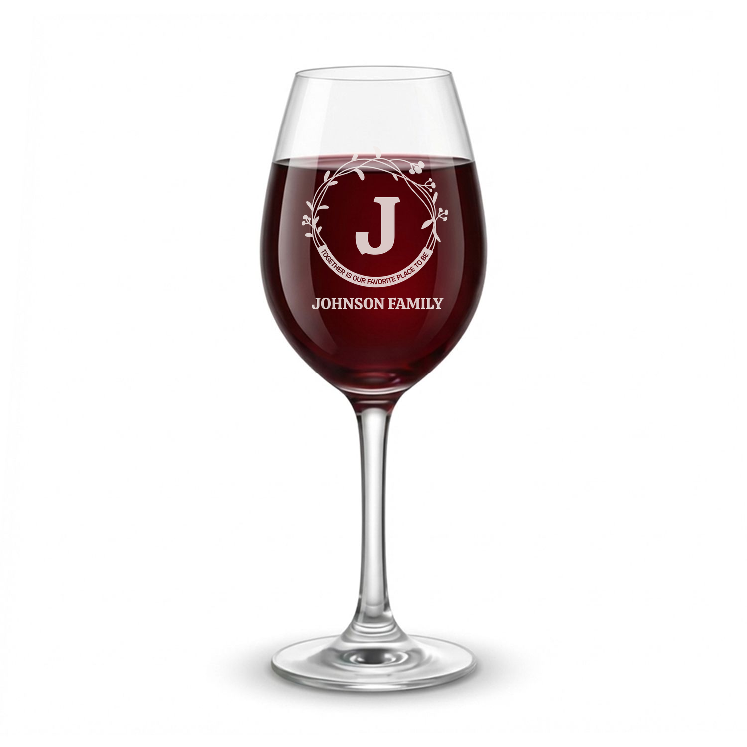 Personalized Wine Glass with Family Name Custom Engraved 13 oz Wine Glass