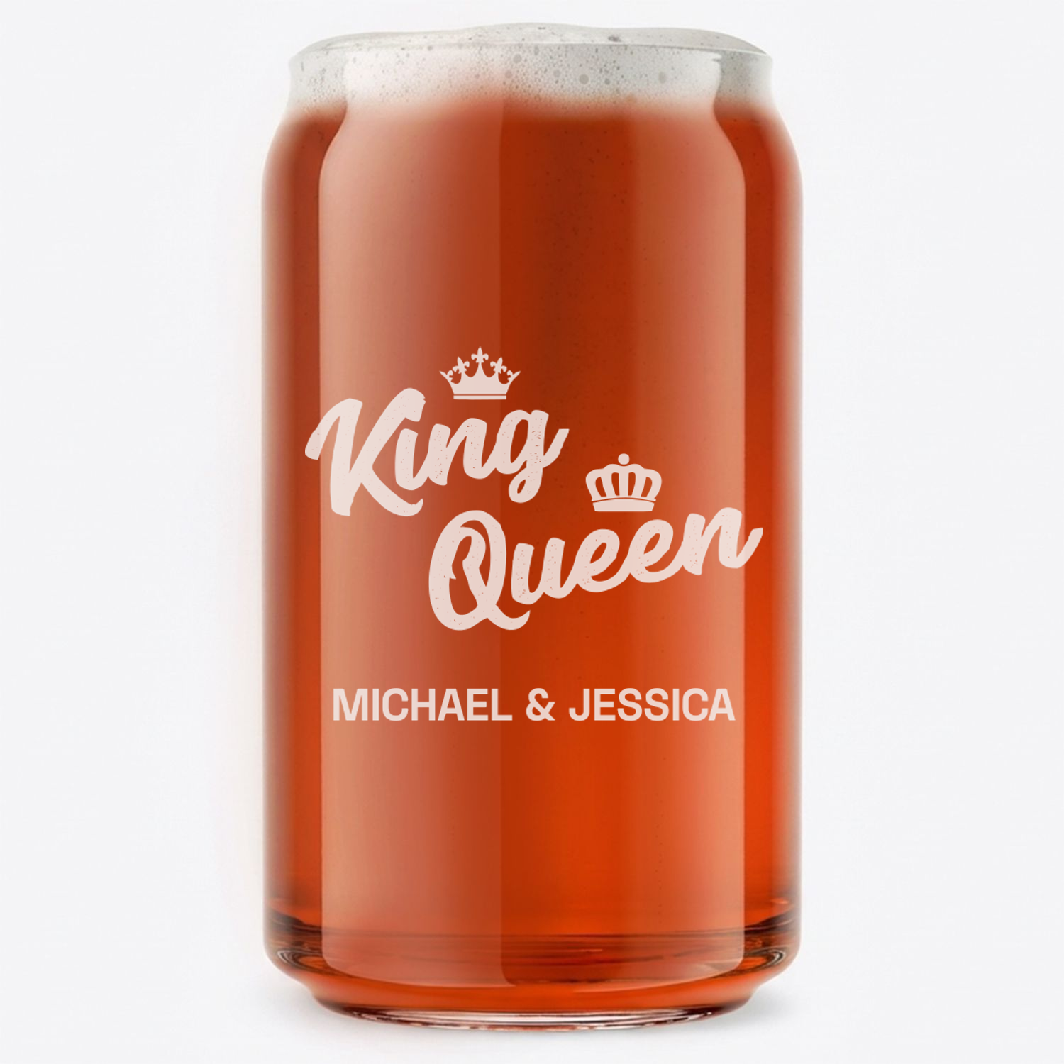 Personalized Beer Can with Surname Custom Engraved 16 oz Beer Can Glass