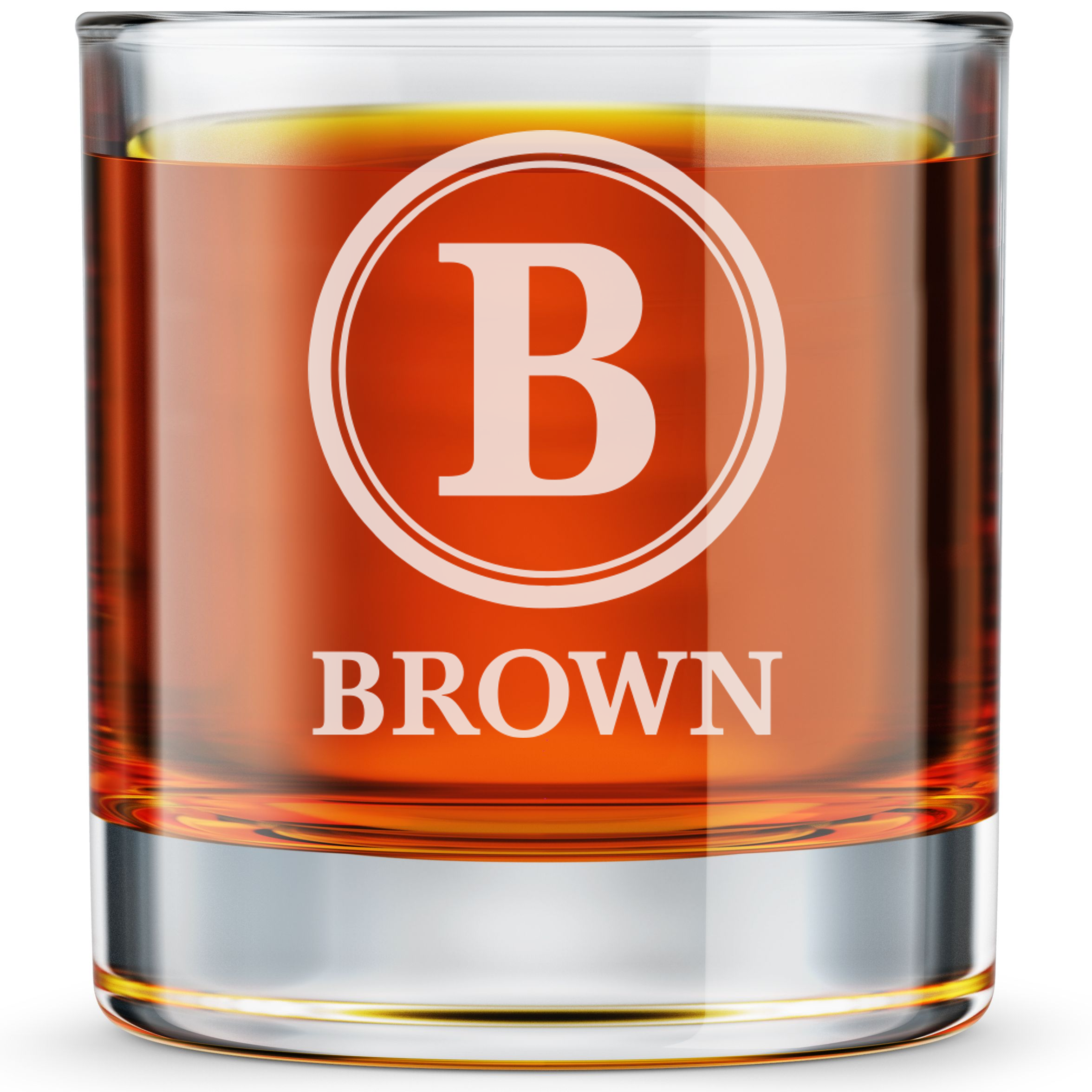 Personalized  Initial Monogram Whiskey Glass Custom Engraved Old Fashioned Glass 11 oz