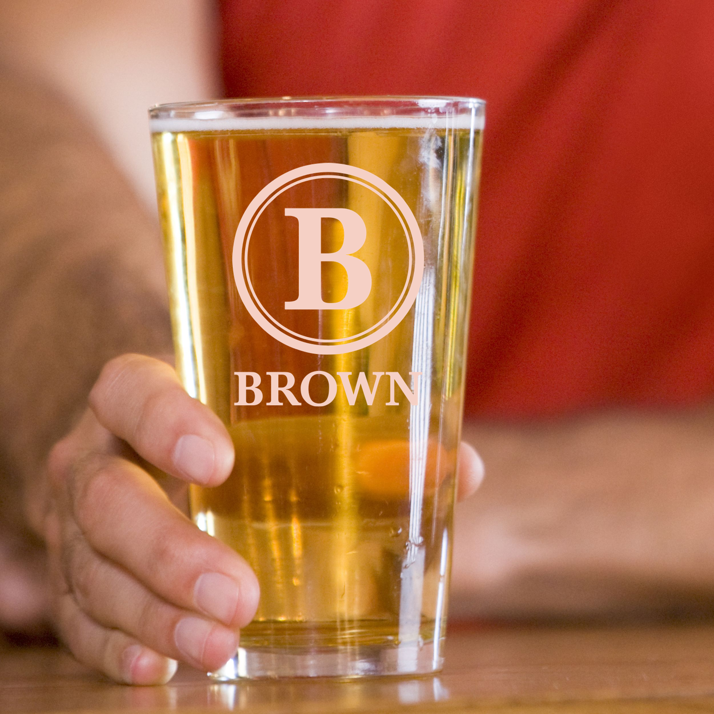 Personalized Pint Glass with Surname Custom Engraved 16 oz Tall Pint Glass