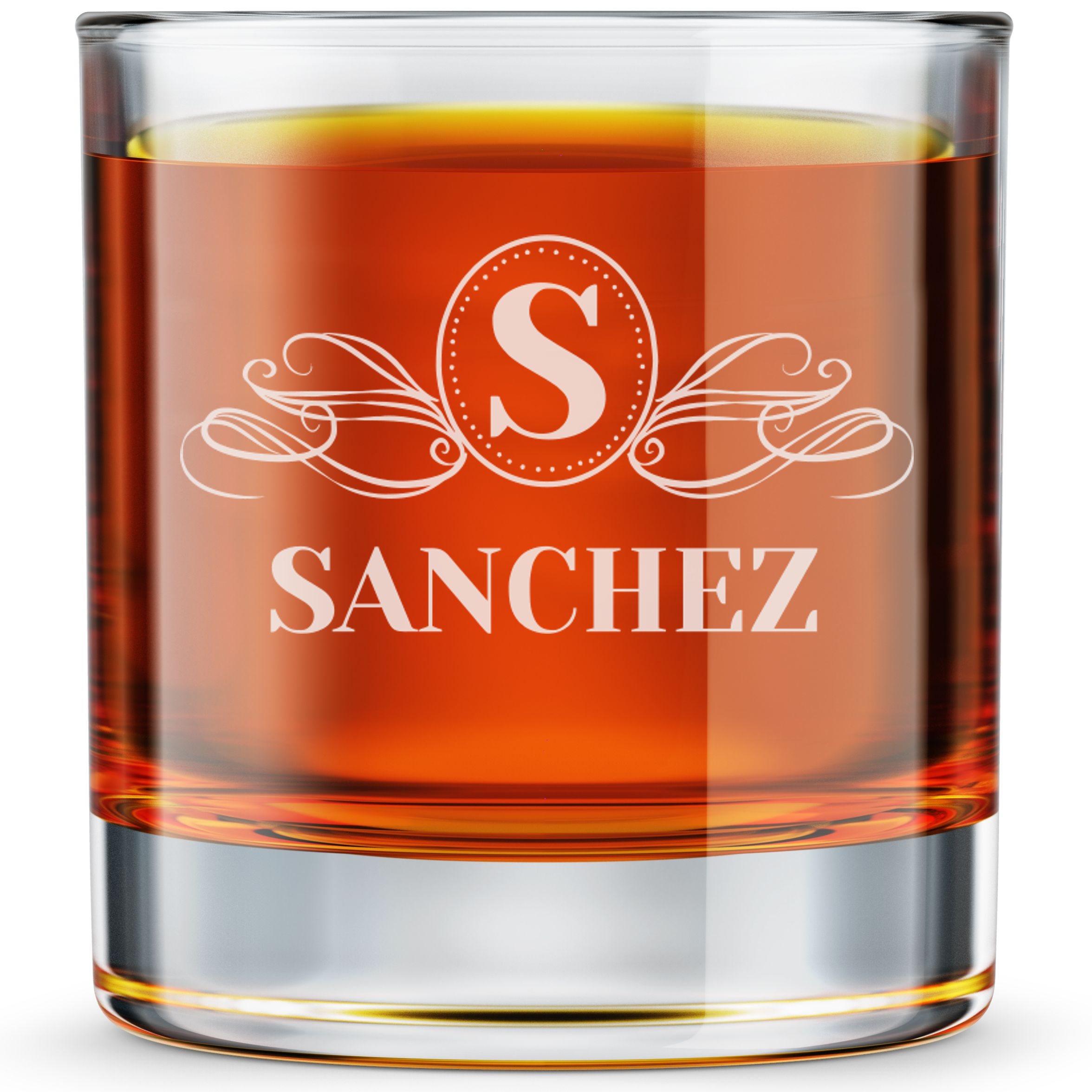 Personalized  Initial Monogram Whiskey Glass Custom Engraved Old Fashioned Glass 11 oz
