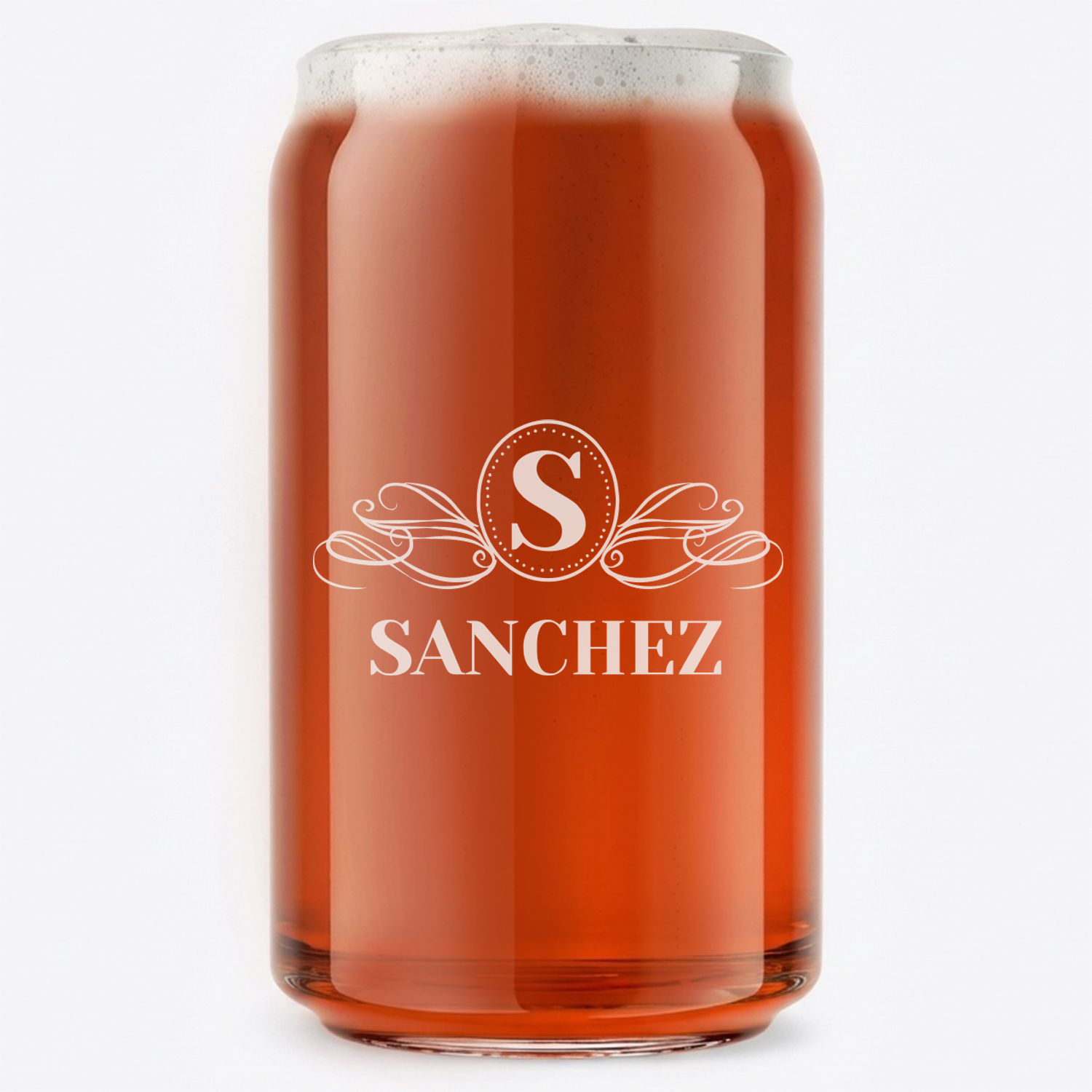 Personalized Beer Can with Family Name Custom Engraved 16 oz Beer Can Glass