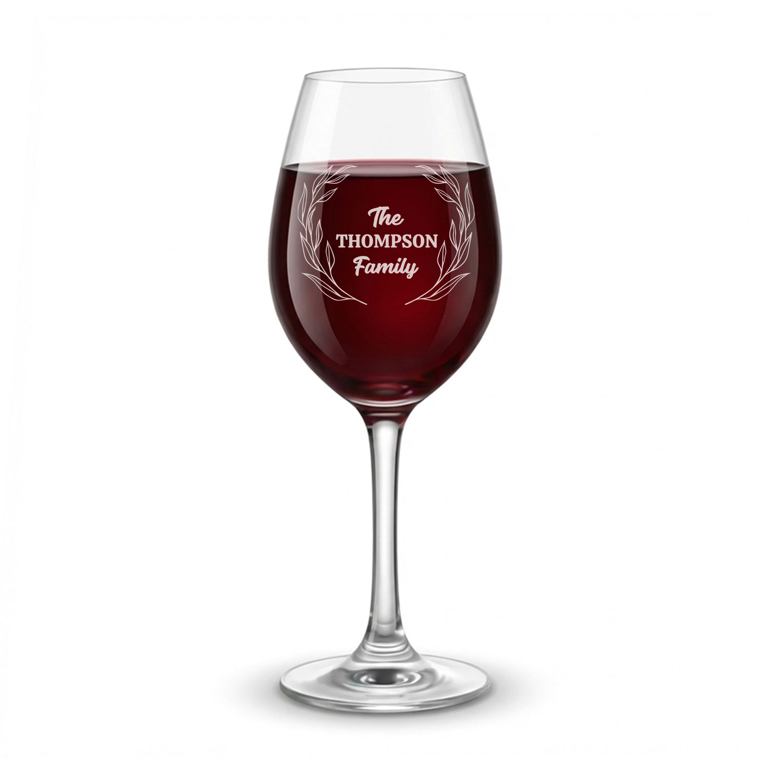 Personalized Wine Glass with Surname Custom Engraved 13 oz Wine Glass