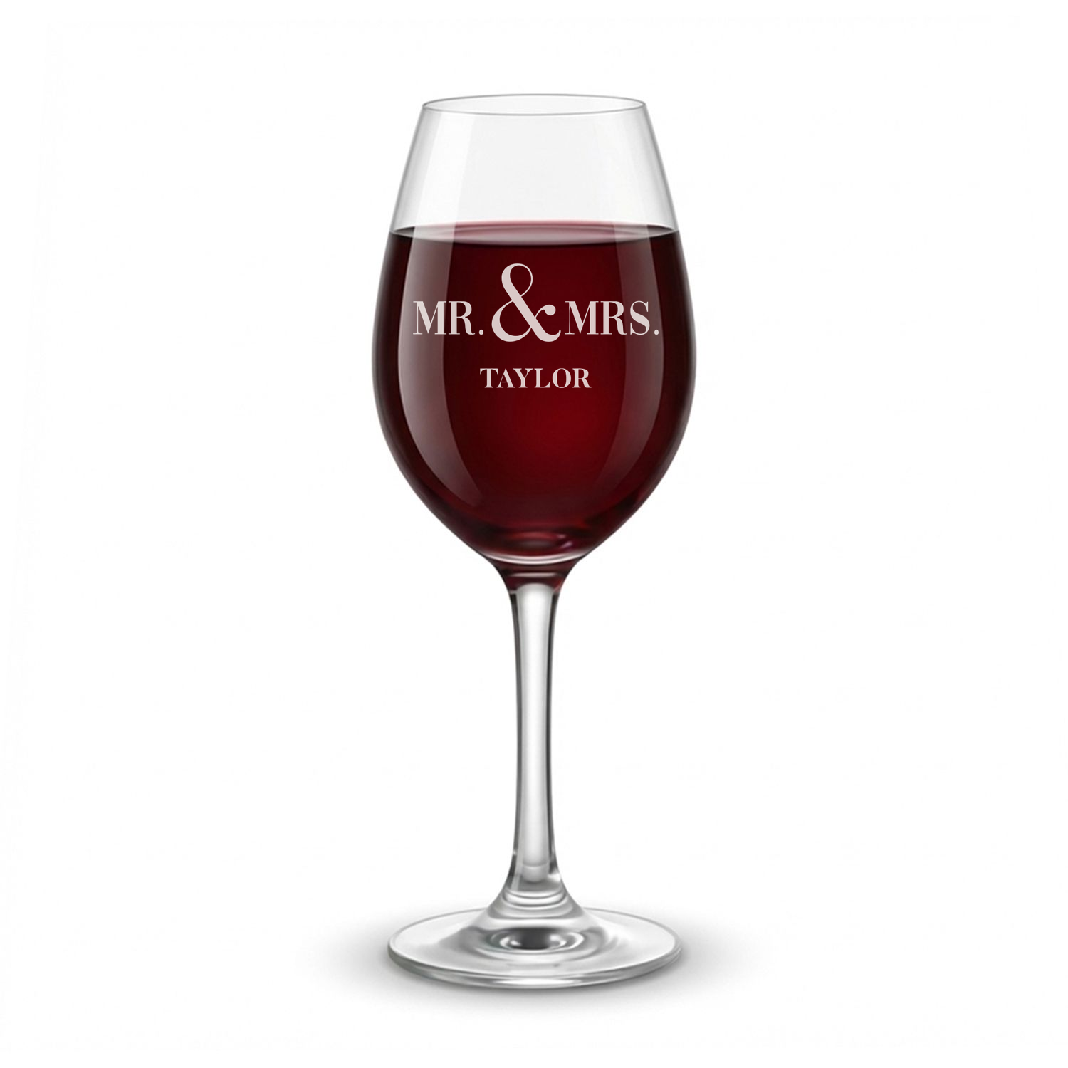 Personalized Wine Glass with Surname Custom Engraved 13 oz Wine Glass