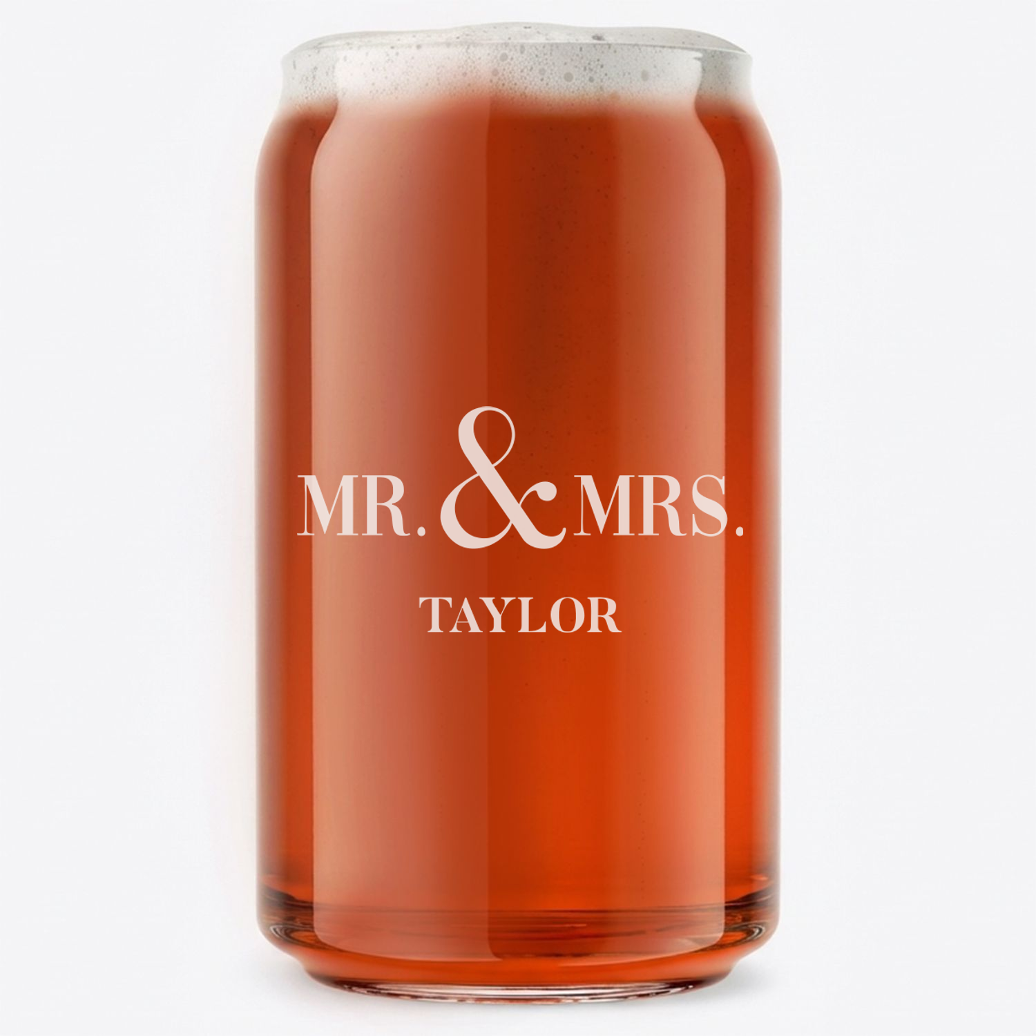 Personalized Beer Can with Surname Custom Engraved 16 oz Beer Can Glass