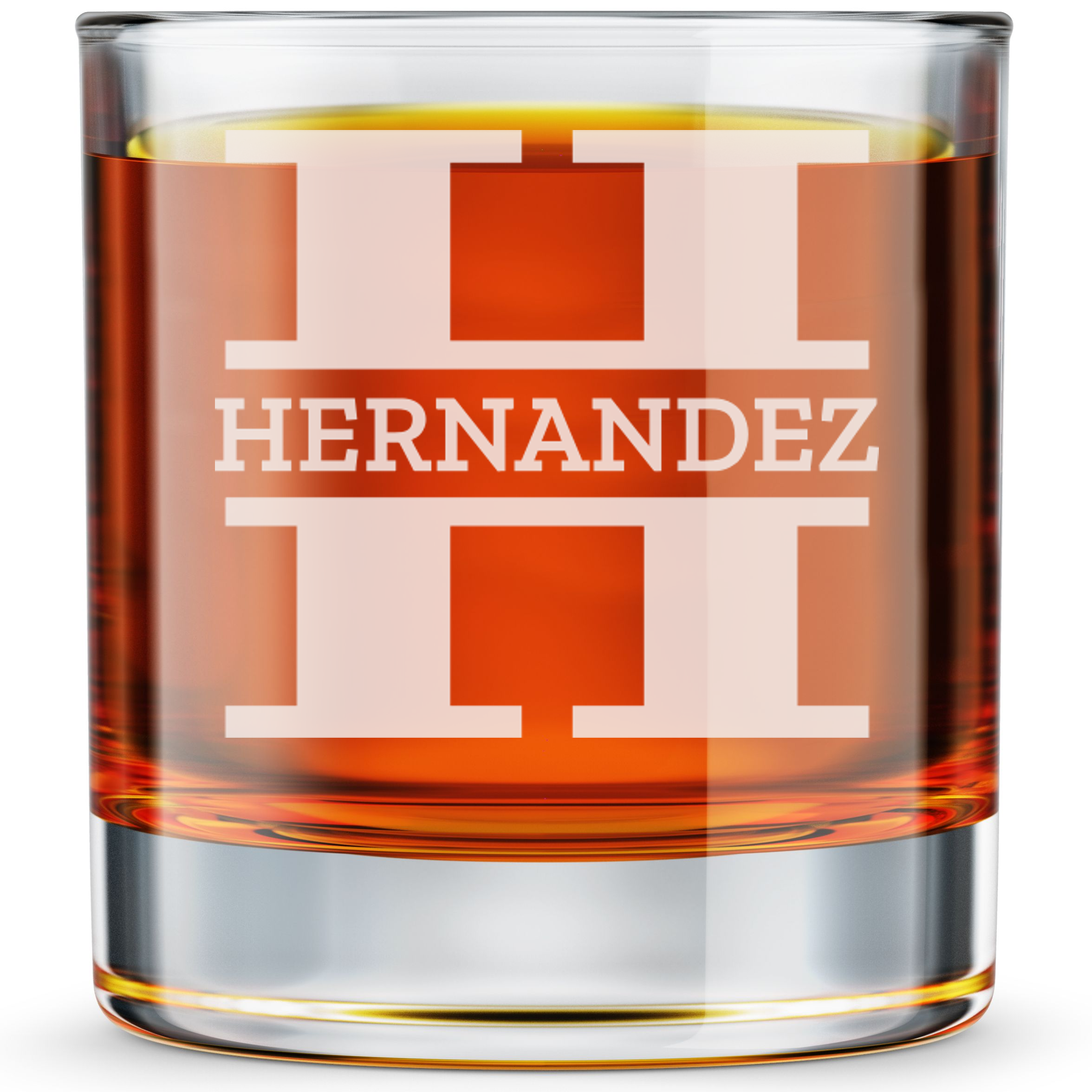 Personalized Monogram Whiskey Glass – Custom Engraved Old Fashioned Glass – 11 oz