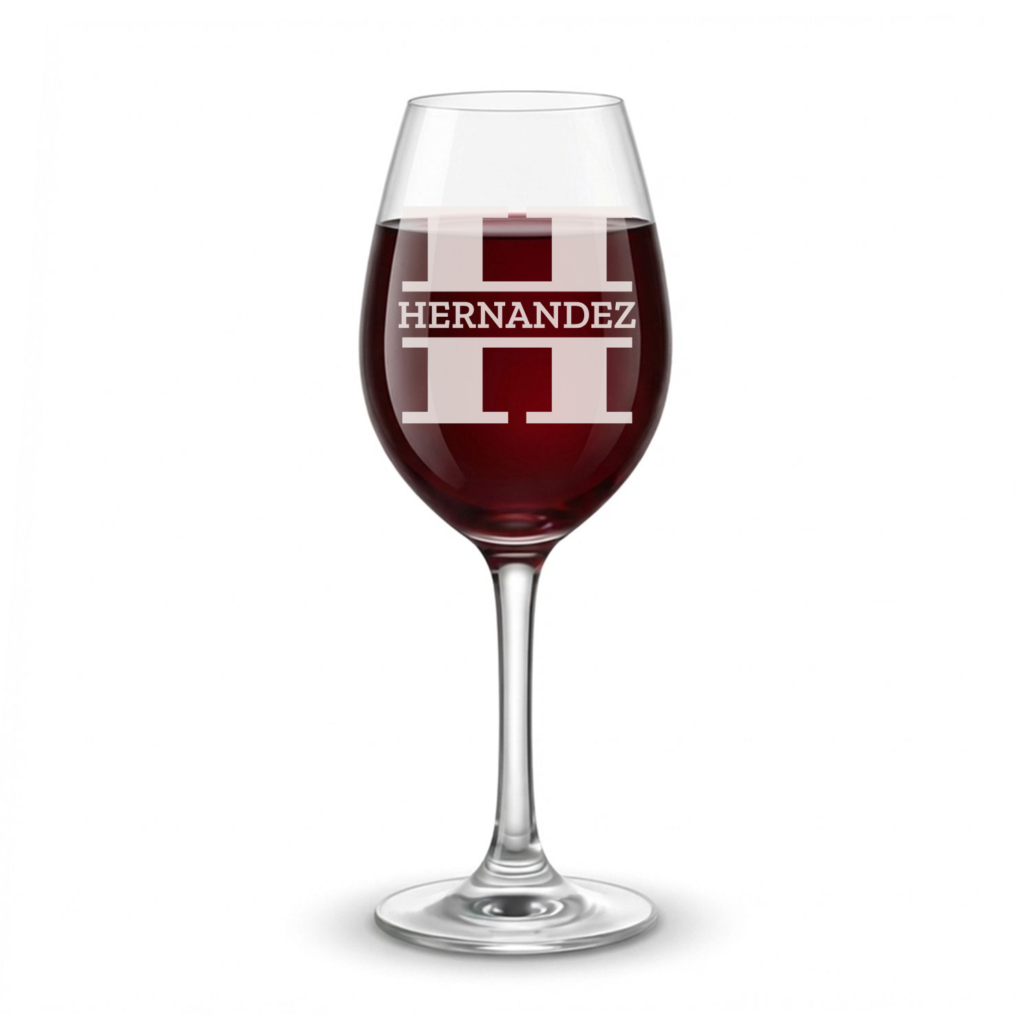 Personalized Wine Glass with Surname Custom Engraved 13 oz Wine Glass