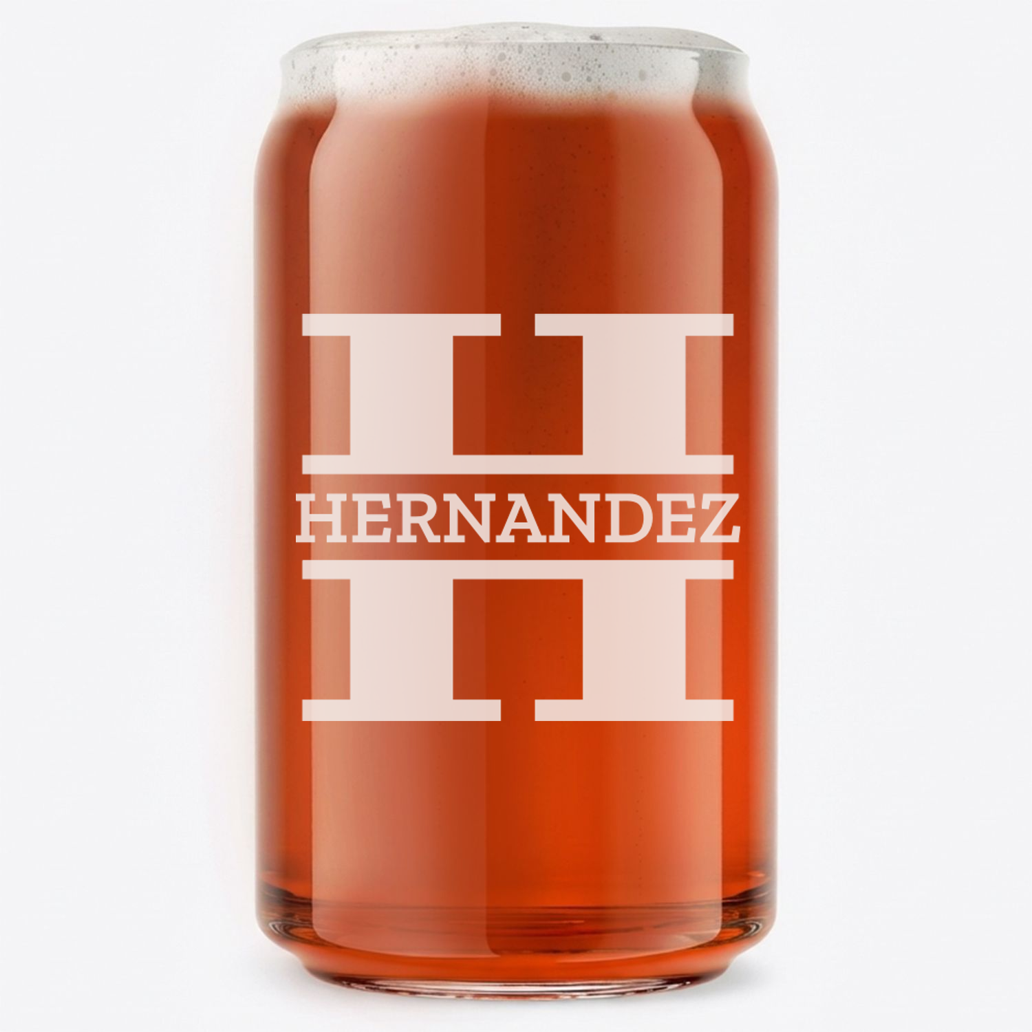 Personalized Beer Can with Surname Custom Engraved 16 oz Beer Can Glass