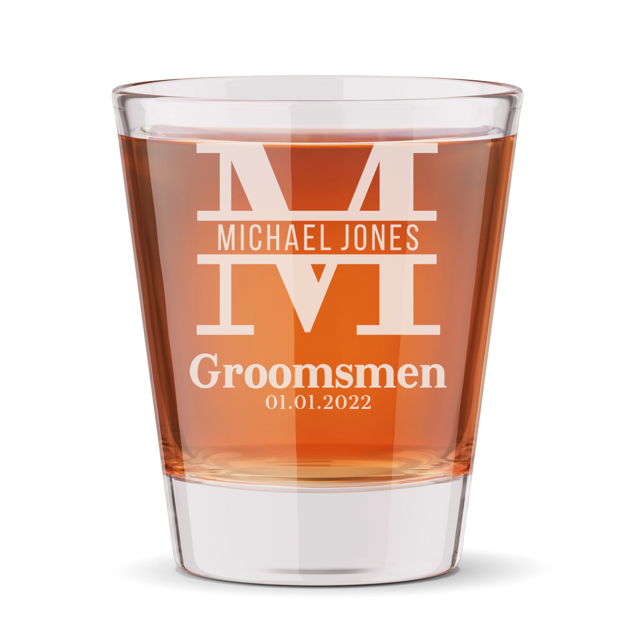 Personalized Groomsmen Themed Shot Glass Custom Engraved 1.5 oz Shot Glass