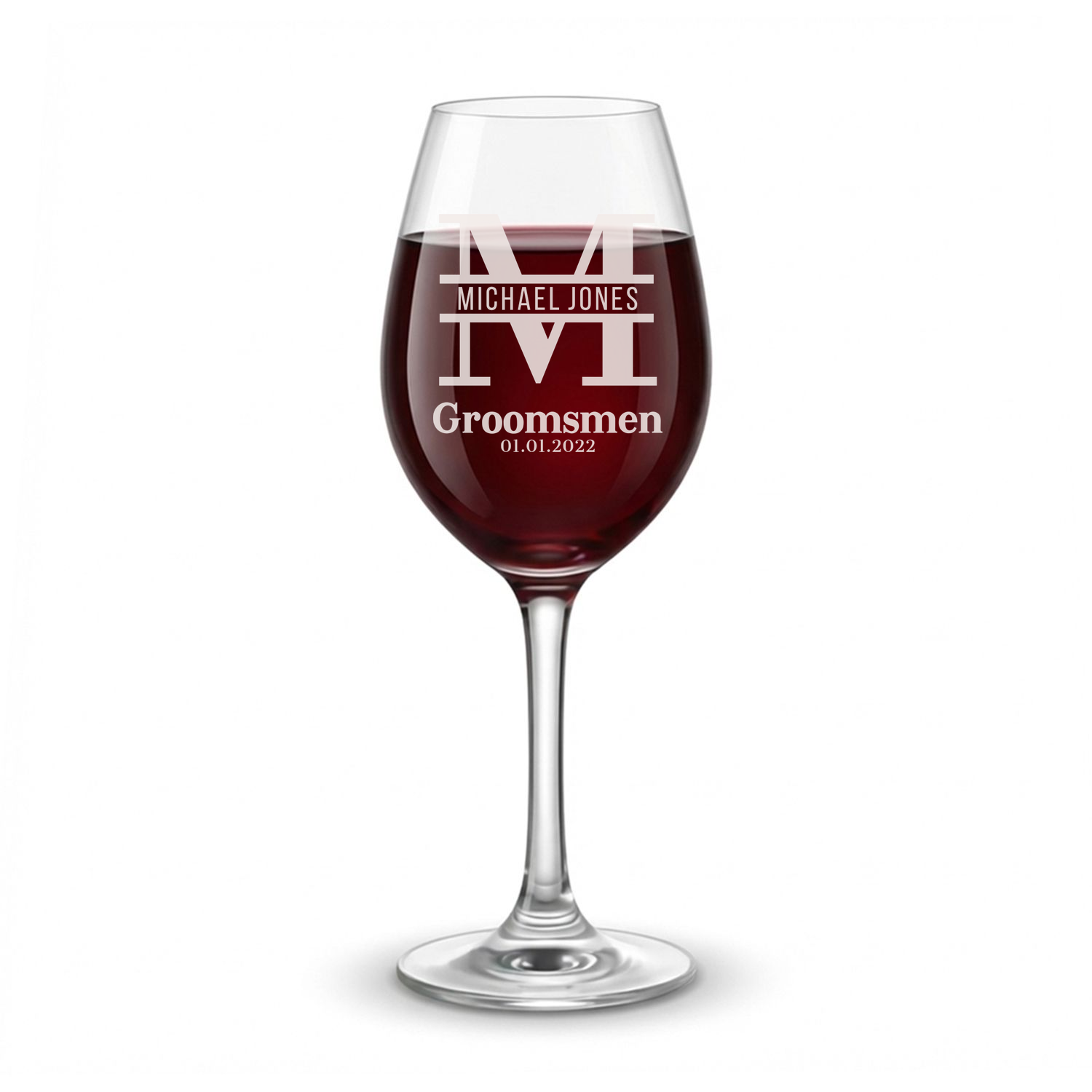 Personalized Groomsmen Themed Wine Glass Custom Engraved 13 oz Wine Glass