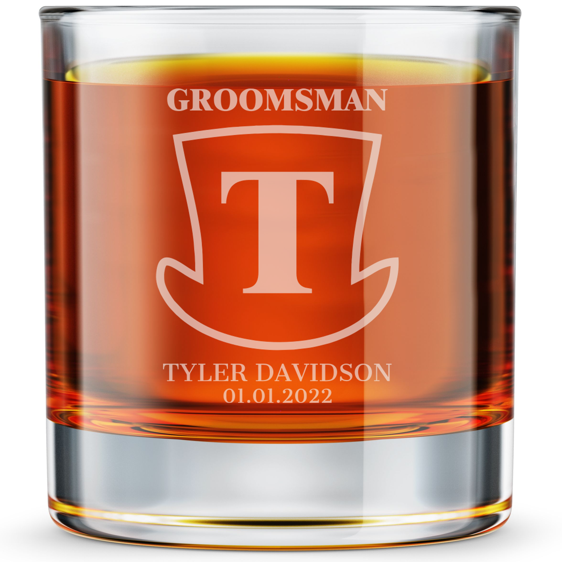 Personalized Groomsmen Themed Whiskey Glass Custom Engraved Old Fashioned Glass 11 oz