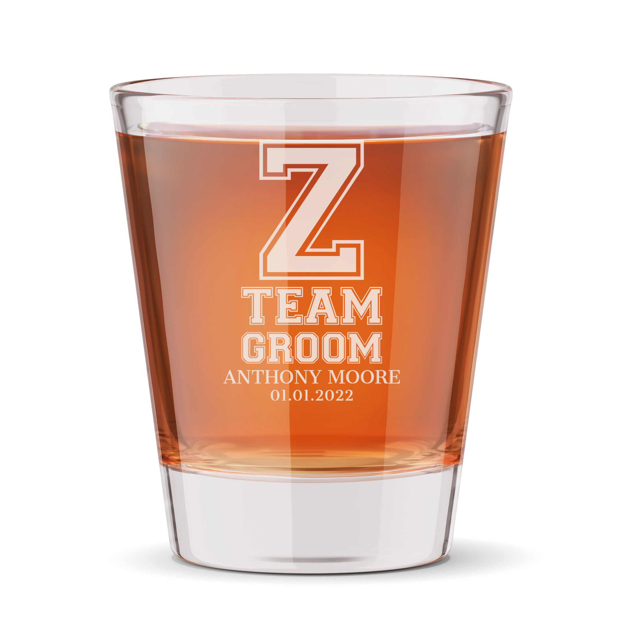 Personalized Groomsmen Themed Shot Glass Custom Engraved 1.5 oz Shot Glass