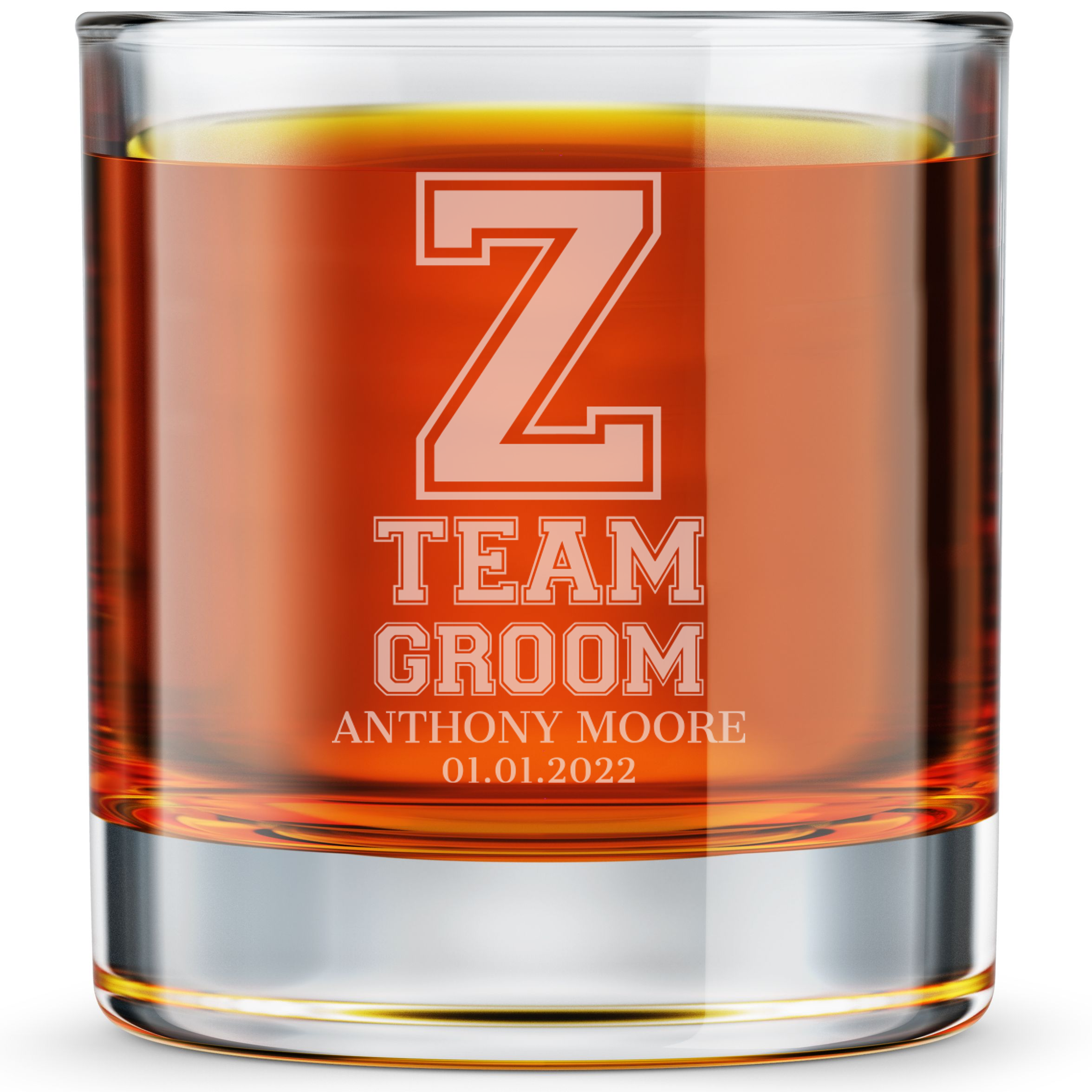 Personalized Groomsmen Themed Whiskey Glass Custom Engraved Old Fashioned Glass 11 oz