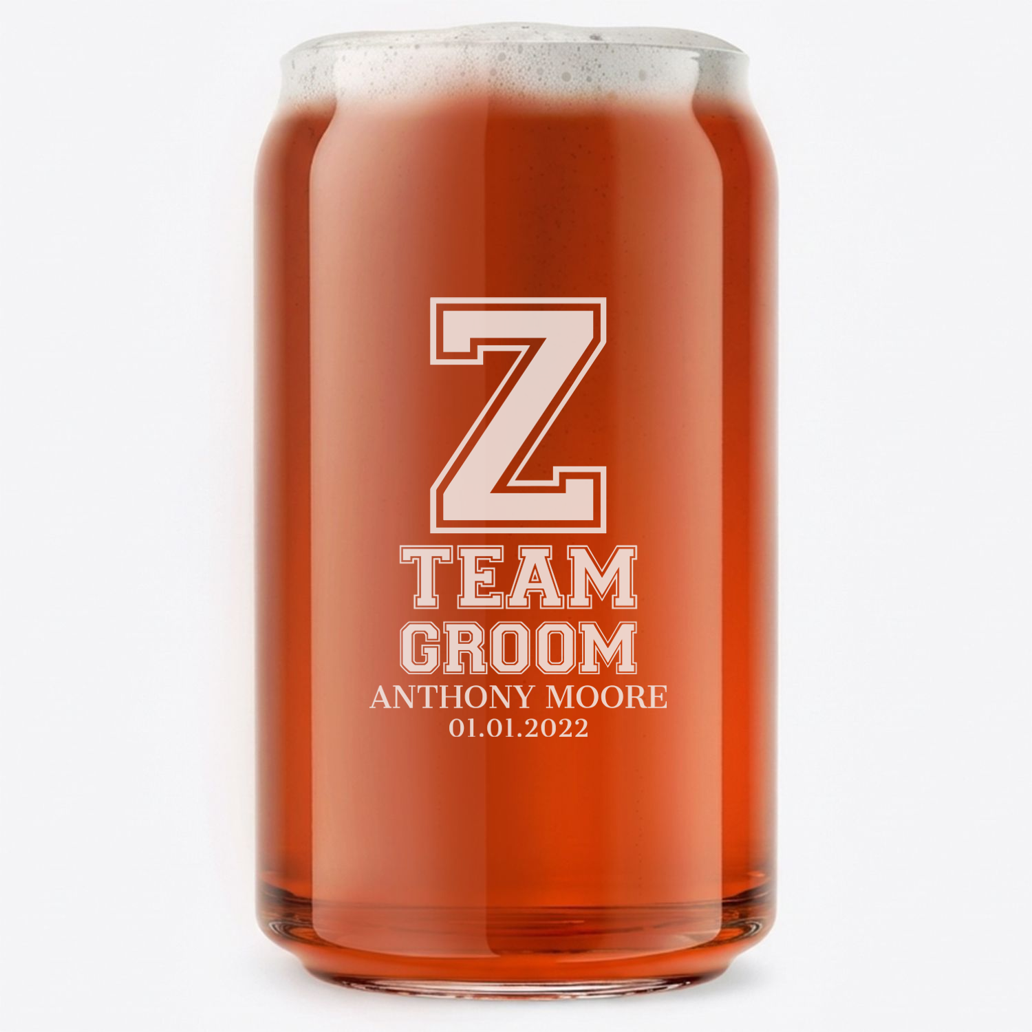 Personalized Groomsmen Themed Beer Can Custom Engraved 16 oz Beer Can Glass