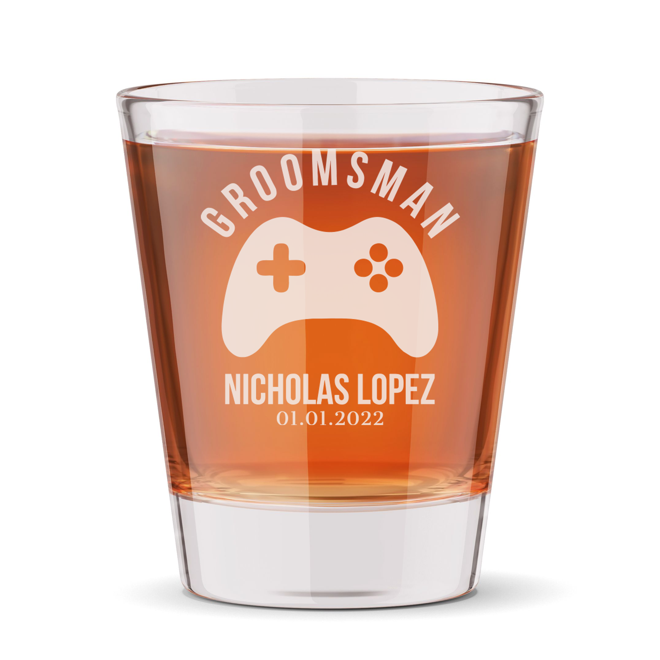 Personalized Groomsmen Themed Shot Glass Custom Engraved 1.5 oz Shot Glass