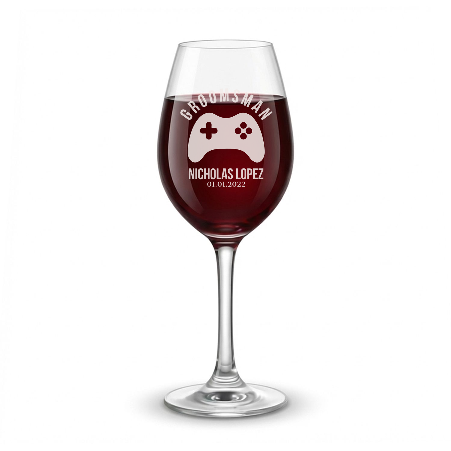 Personalized Groomsmen Themed Wine Glass Custom Engraved 13 oz Wine Glass