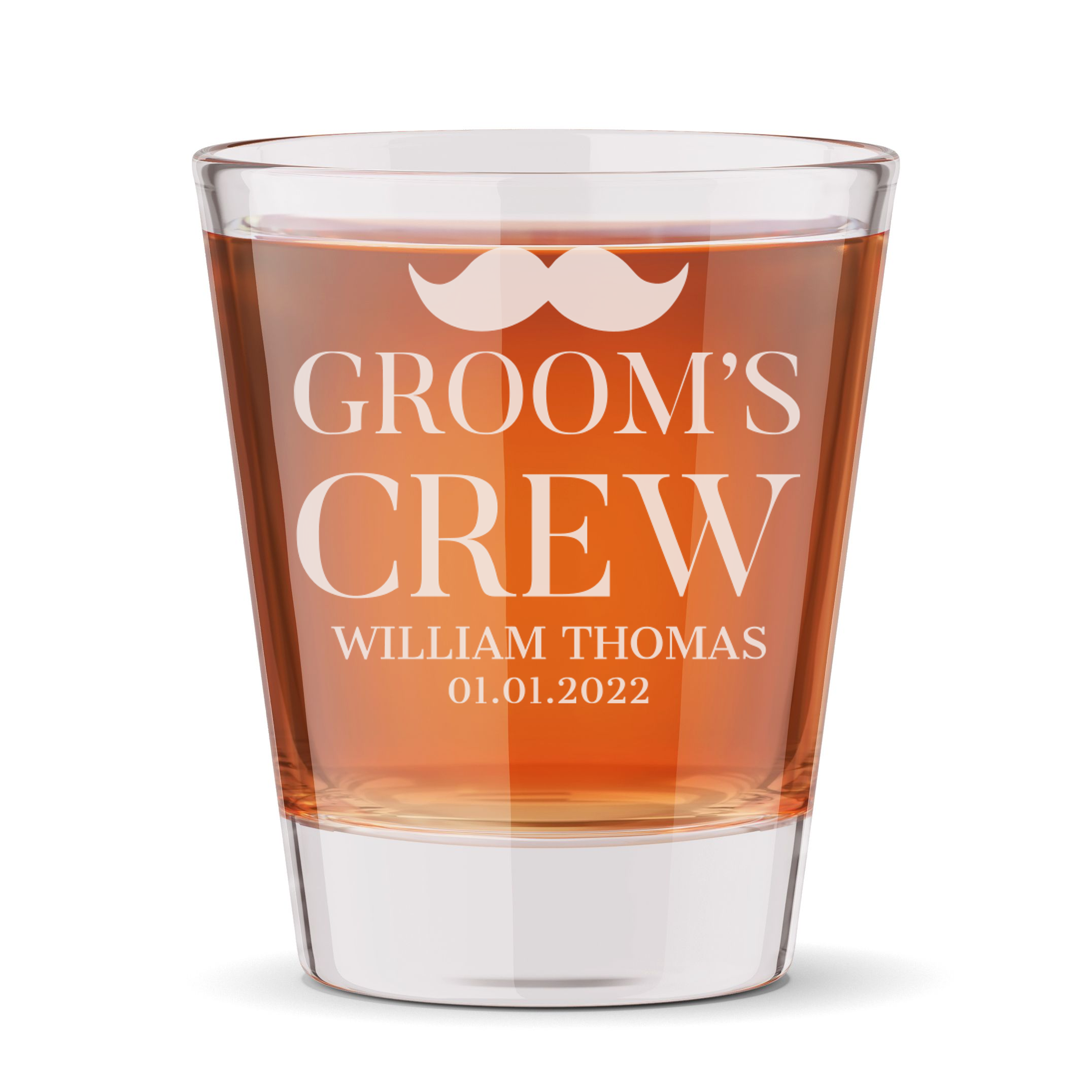 Personalized Groomsmen Themed Shot Glass Custom Engraved 1.5 oz Shot Glass