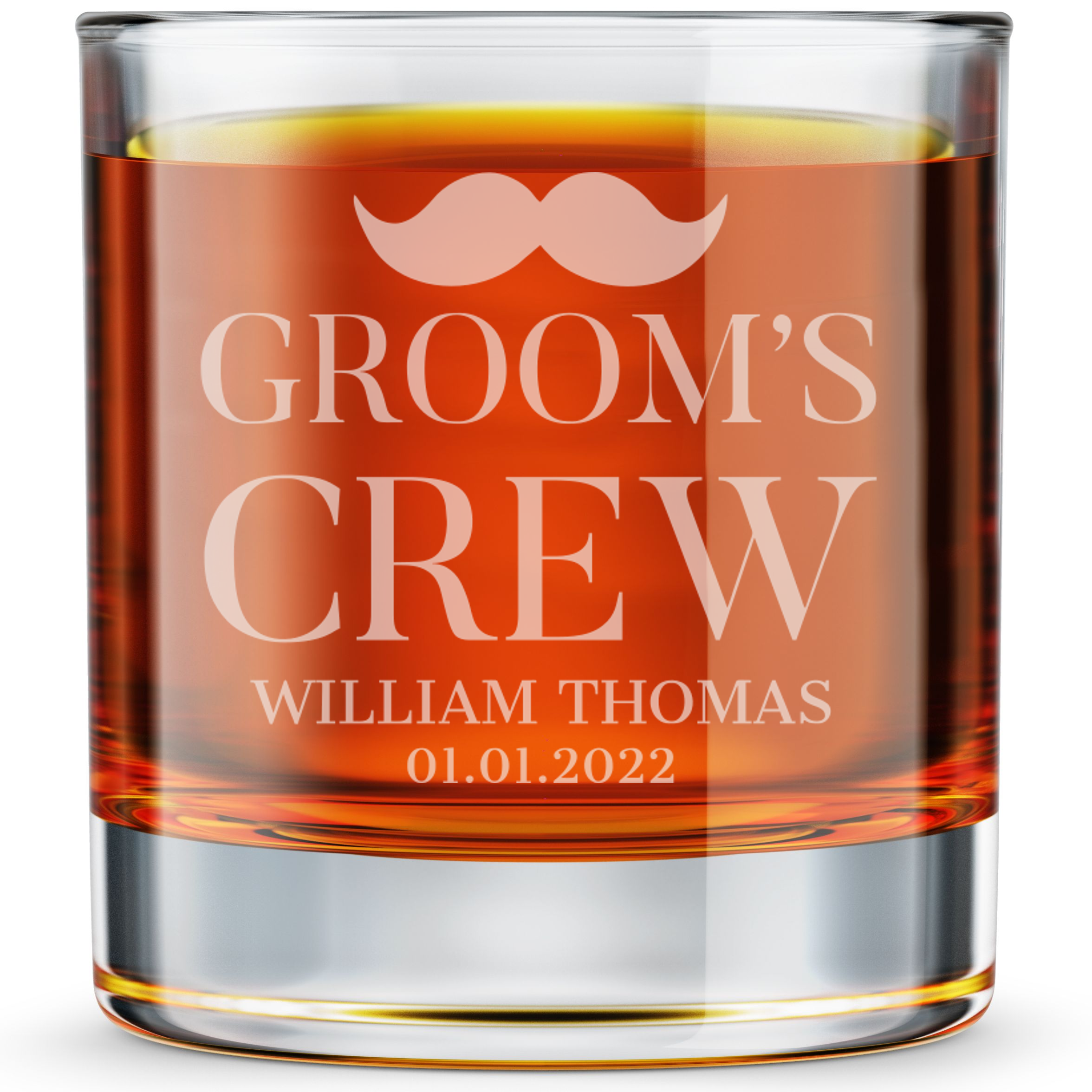 Personalized Groomsmen Themed Whiskey Glass Custom Engraved Old Fashioned Glass 11 oz