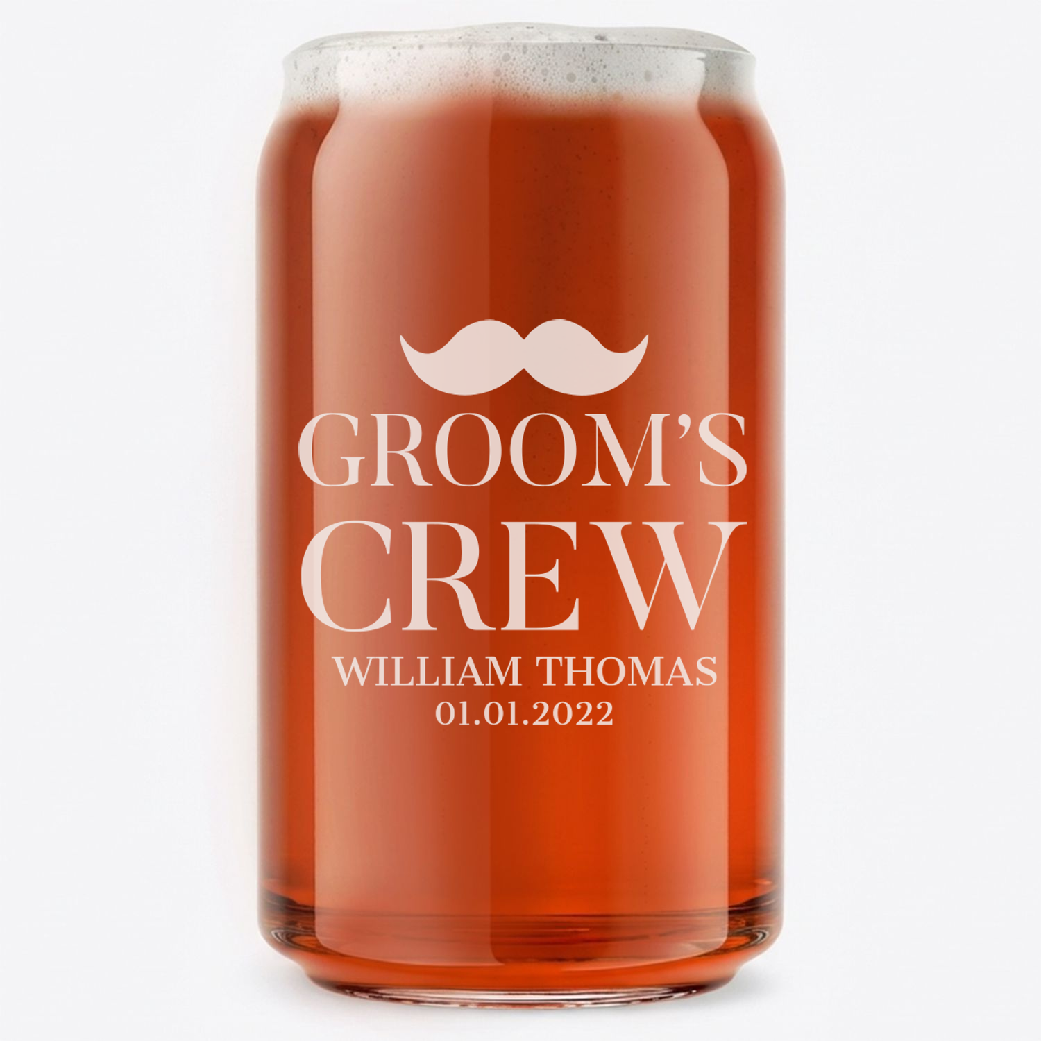Personalized Groomsmen Themed Beer Can Custom Engraved 16 oz Beer Can Glass