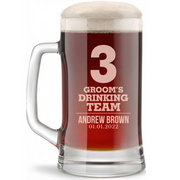 Personalized Beer Mug for Groomsmen Custom Engraved 16 oz Glass Beer Mug