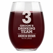 Personalized Wine Glass for Groomsmen Custom Engraved 15 oz Stemless Wine Glass