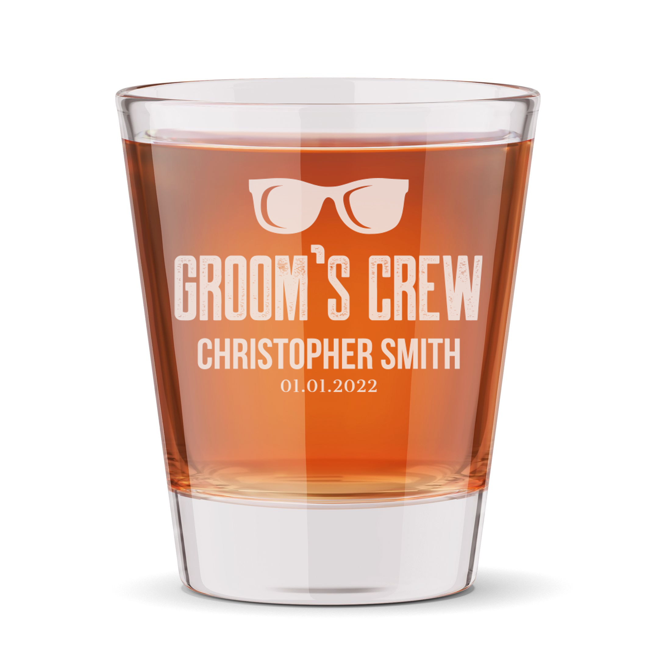 Personalized Shot Glass for Groomsmen Custom Engraved 1.5 oz Shot Glass