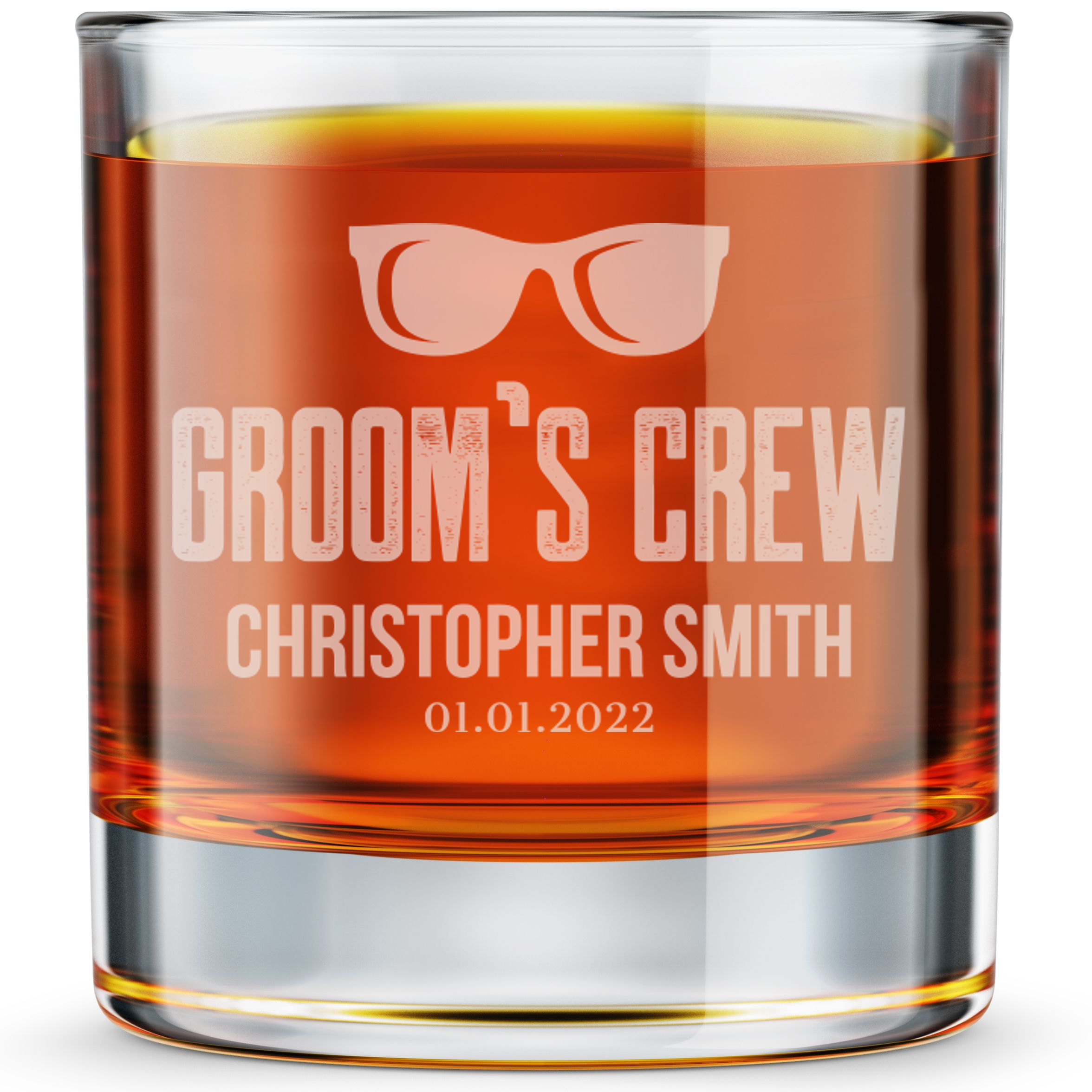 Personalized  Whiskey Glass for Groomsmen Custom Engraved Old Fashioned Glass 11 oz