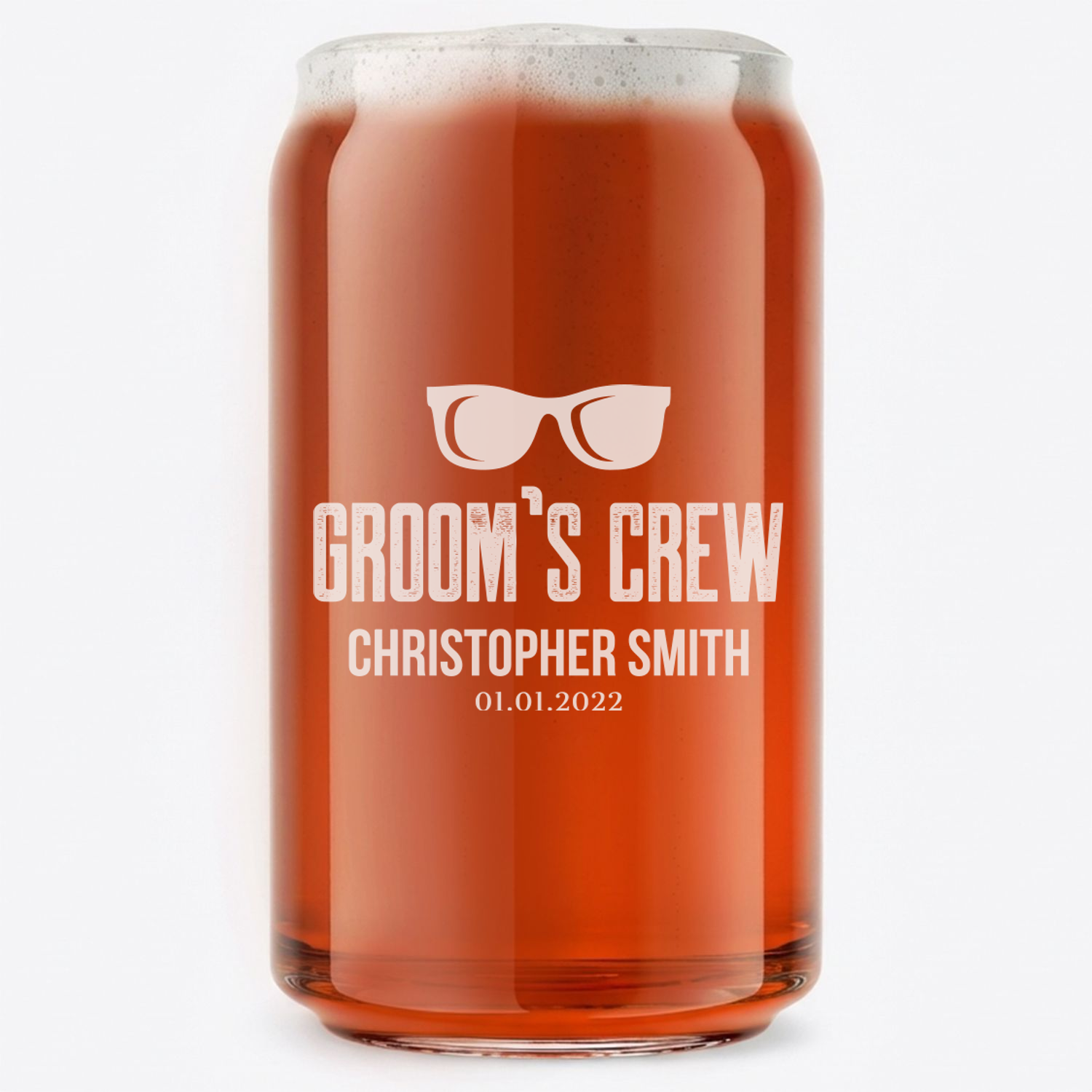 Personalized Beer Can for Groomsmen Custom Engraved 16 oz Beer Can Glass