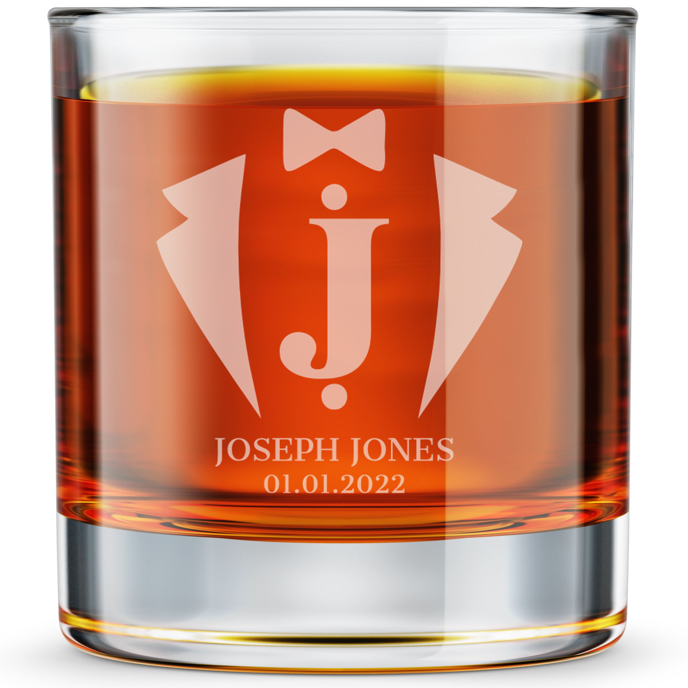 Personalized  Whiskey Glass for Groomsmen Custom Engraved Old Fashioned Glass 11 oz