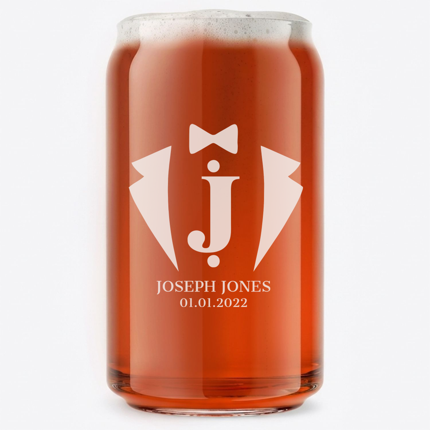 Personalized Beer Can for Groomsmen Custom Engraved 16 oz Beer Can Glass