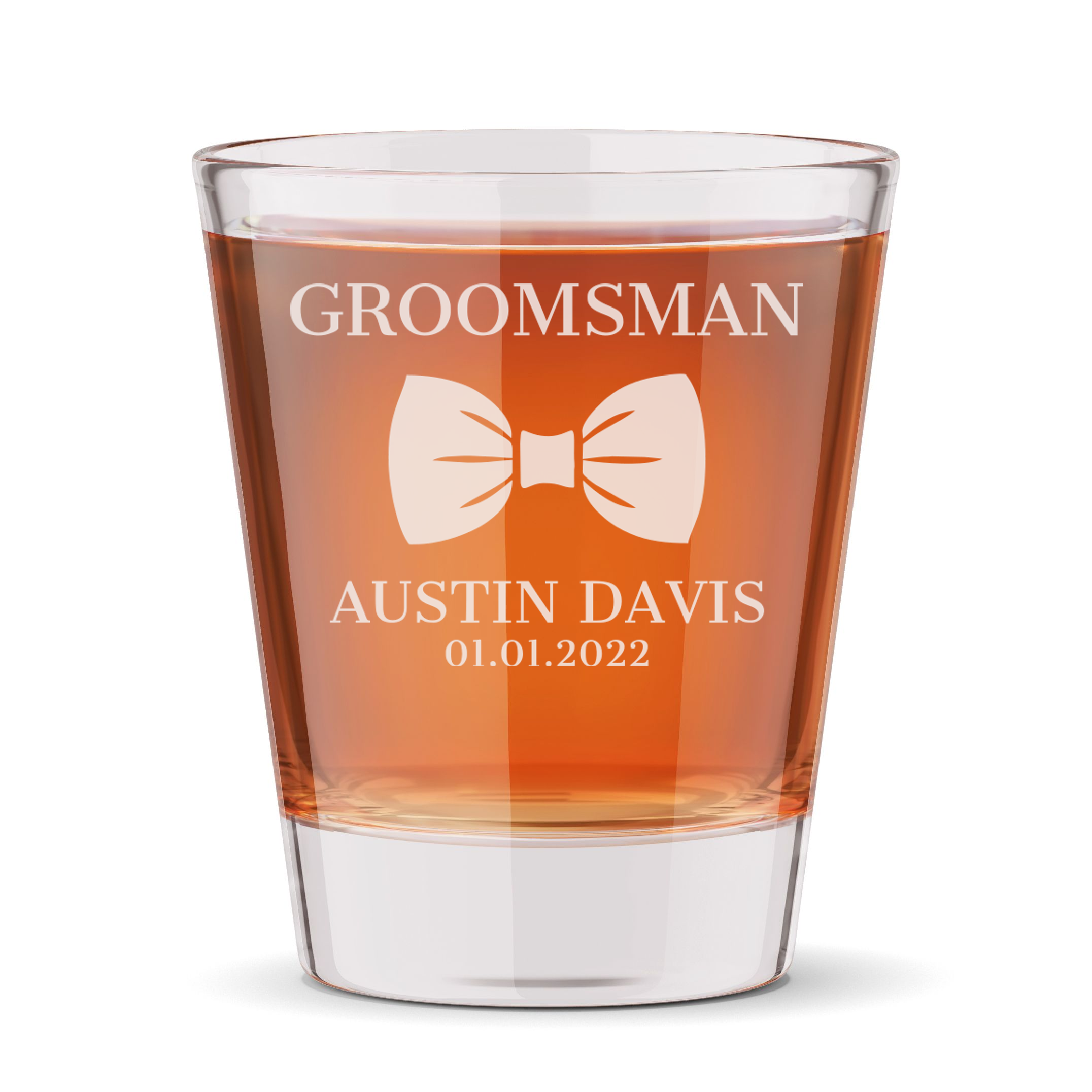 Personalized Shot Glass for Groomsmen Custom Engraved 1.5 oz Shot Glass